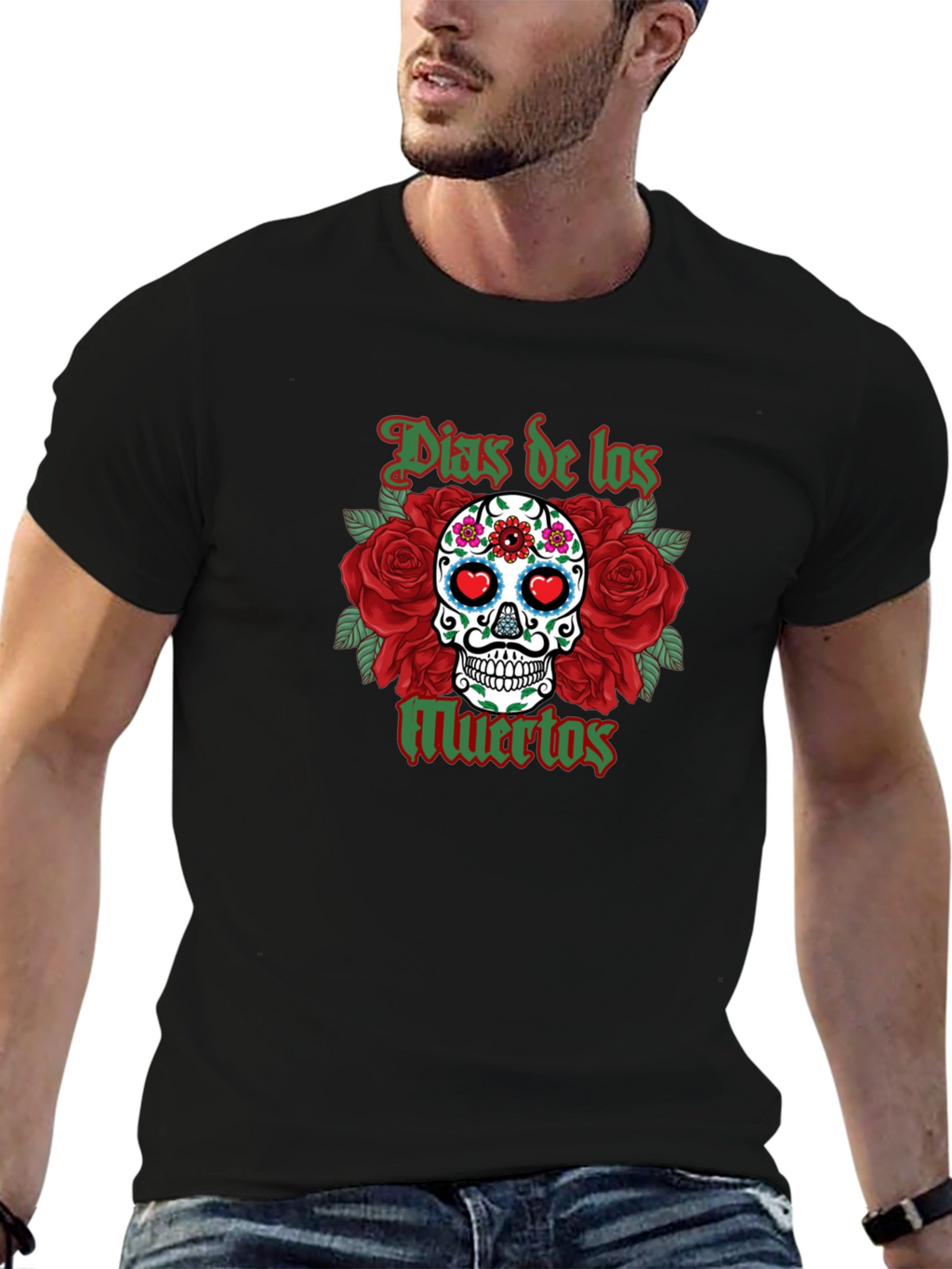 Dia de los Muertos Skull & Roses Graphic T-Shirt
