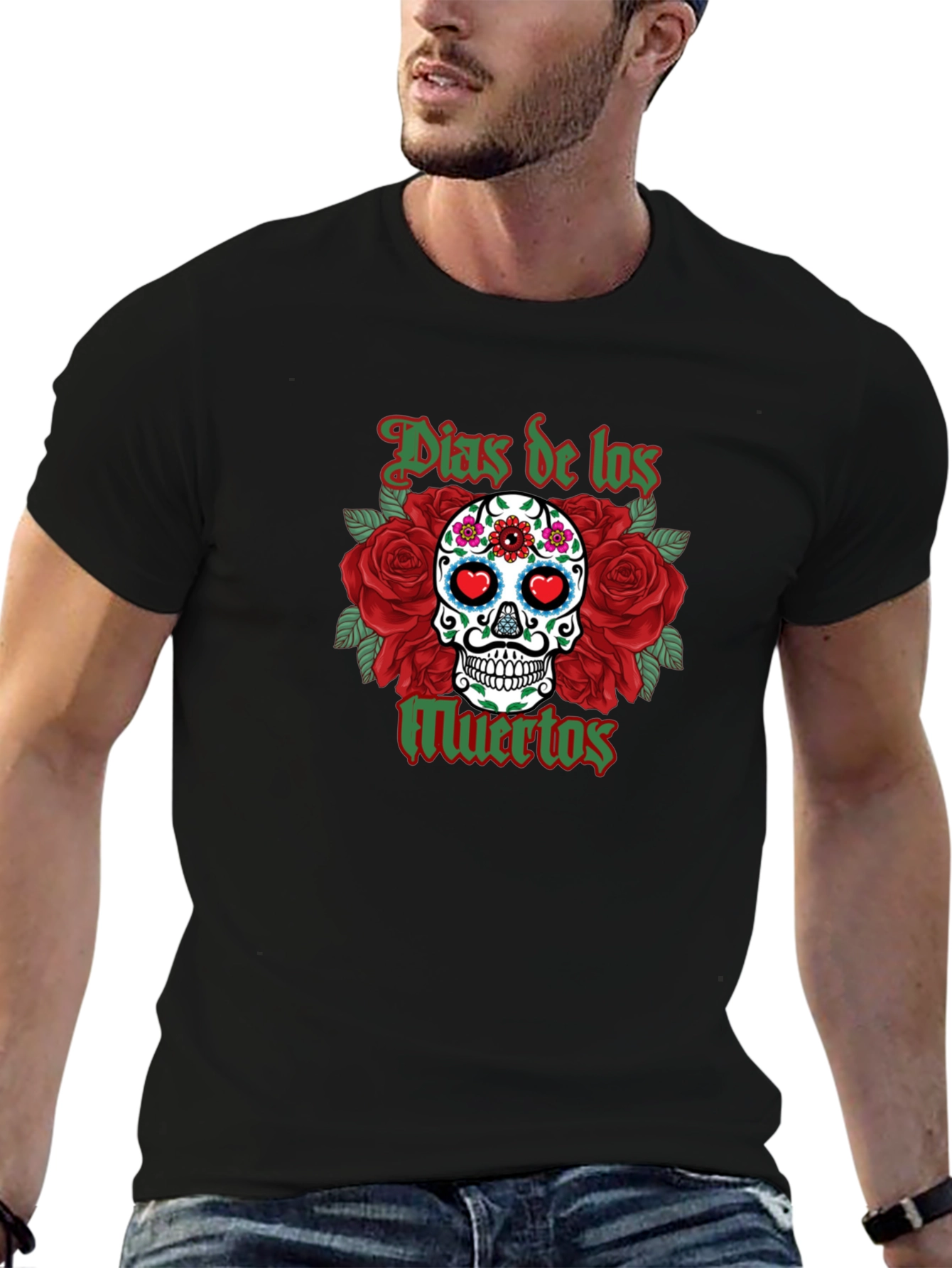 Dia de los Muertos Skull & Roses Graphic T-Shirt