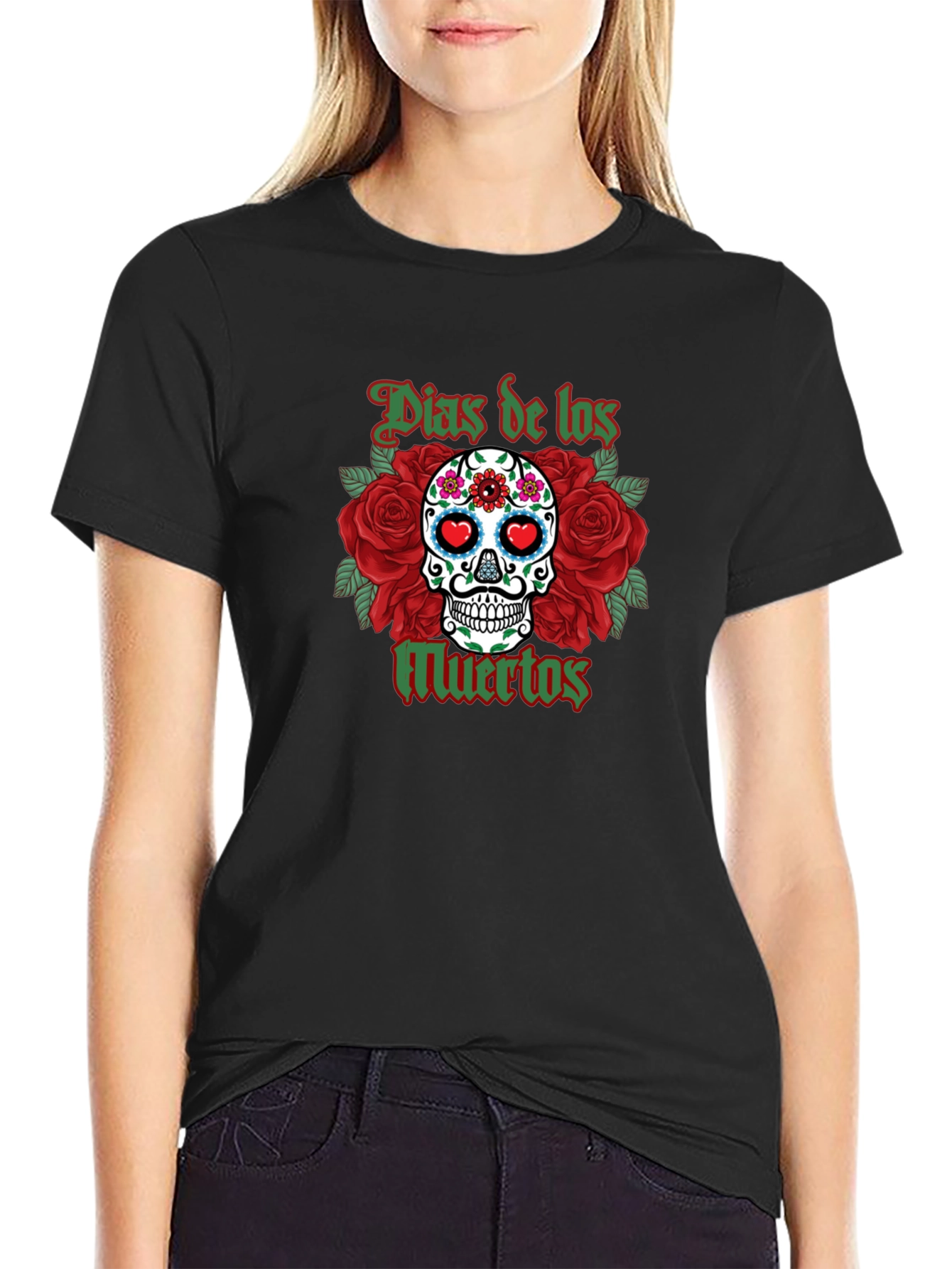 Dia de los Muertos Skull & Roses Graphic T-Shirt
