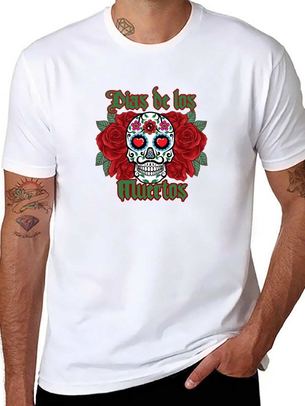 Dia de los Muertos Skull & Roses Graphic T-Shirt