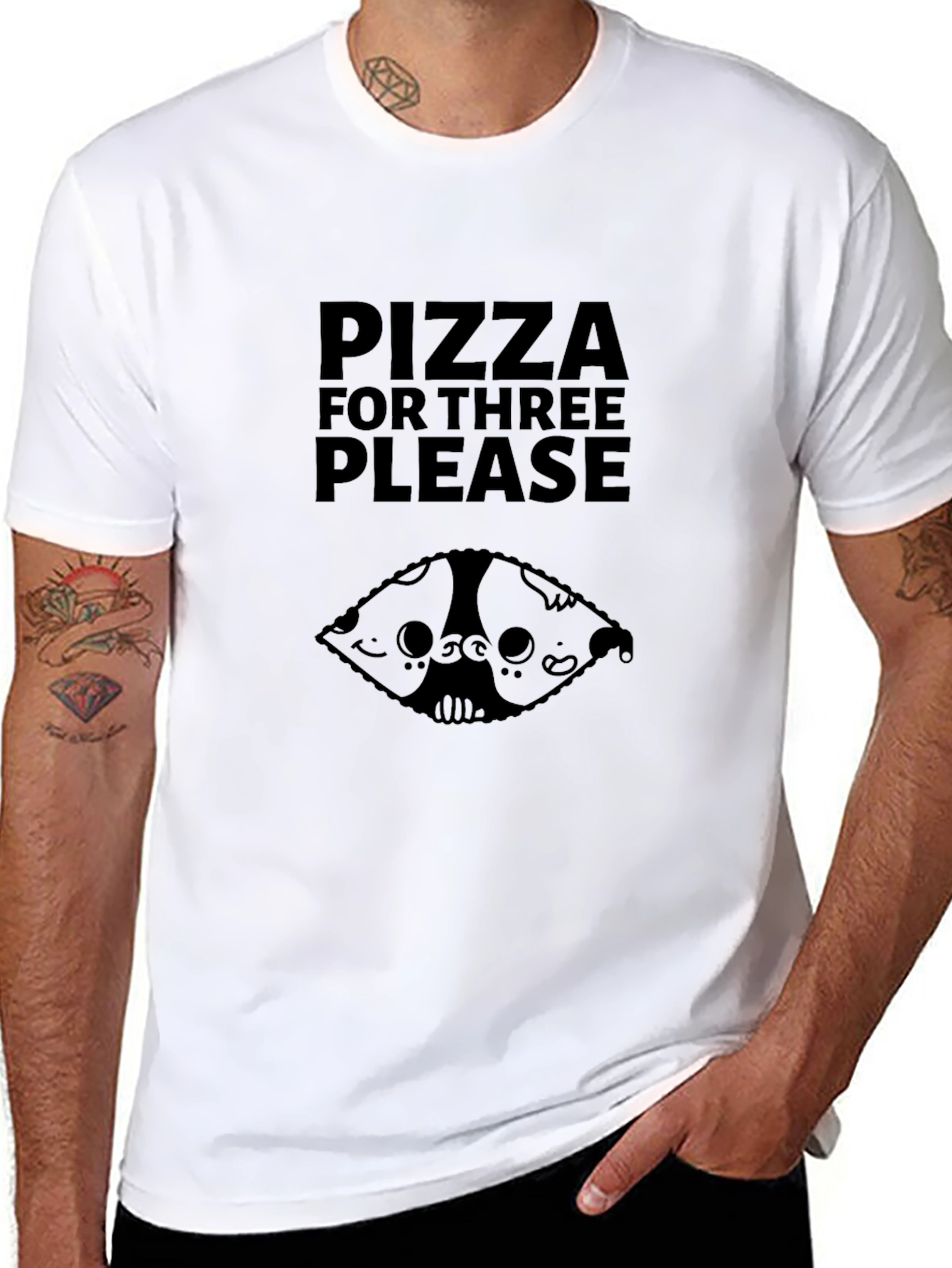 Pizza for Three Black Graphic Tee