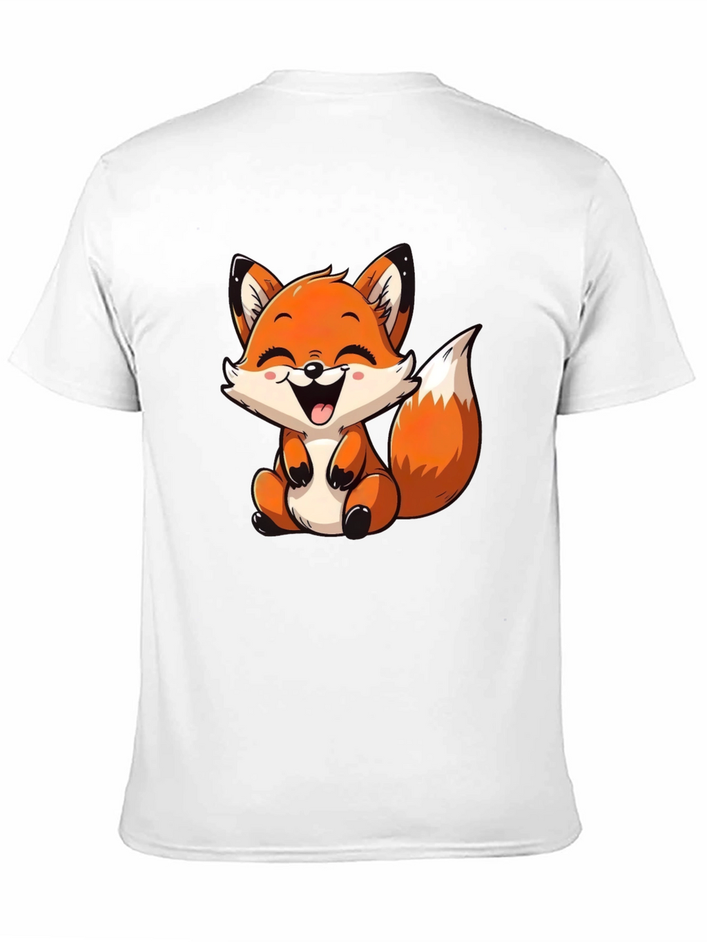 Cute Cartoon Fox Graphic Tee - Black