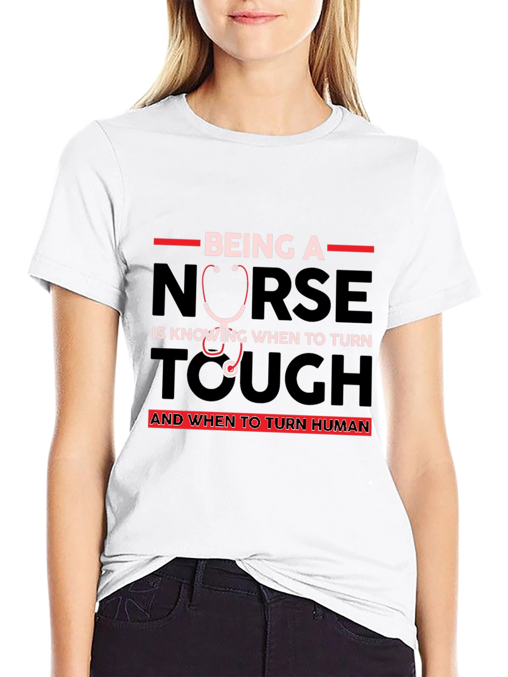 Nurse Tough and Human Black T-Shirt