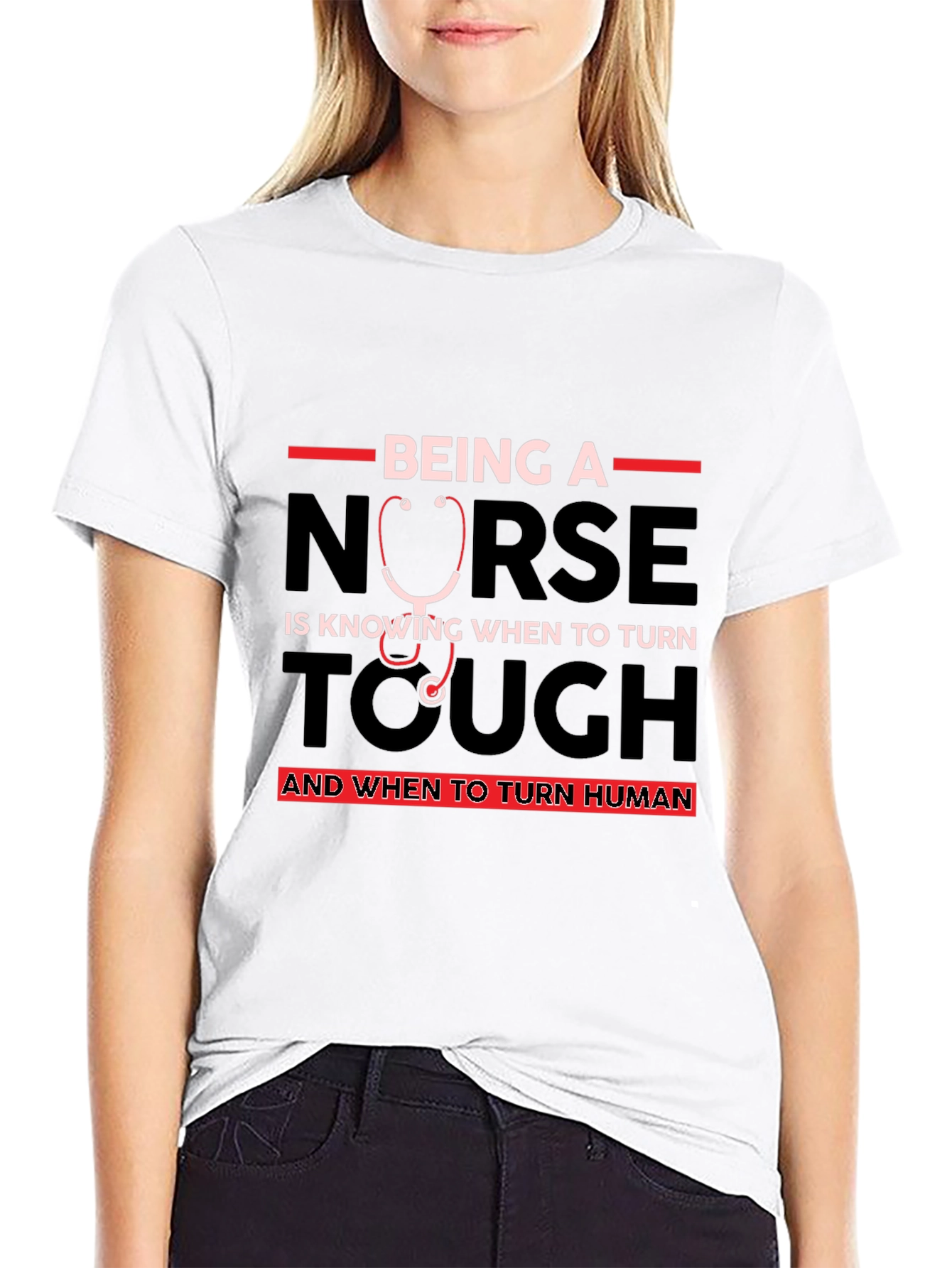 Nurse Tough and Human Black T-Shirt