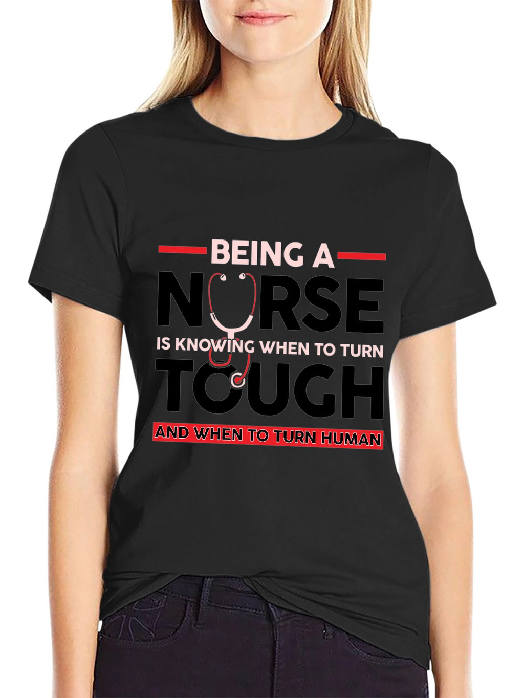 Nurse Tough and Human Black T-Shirt