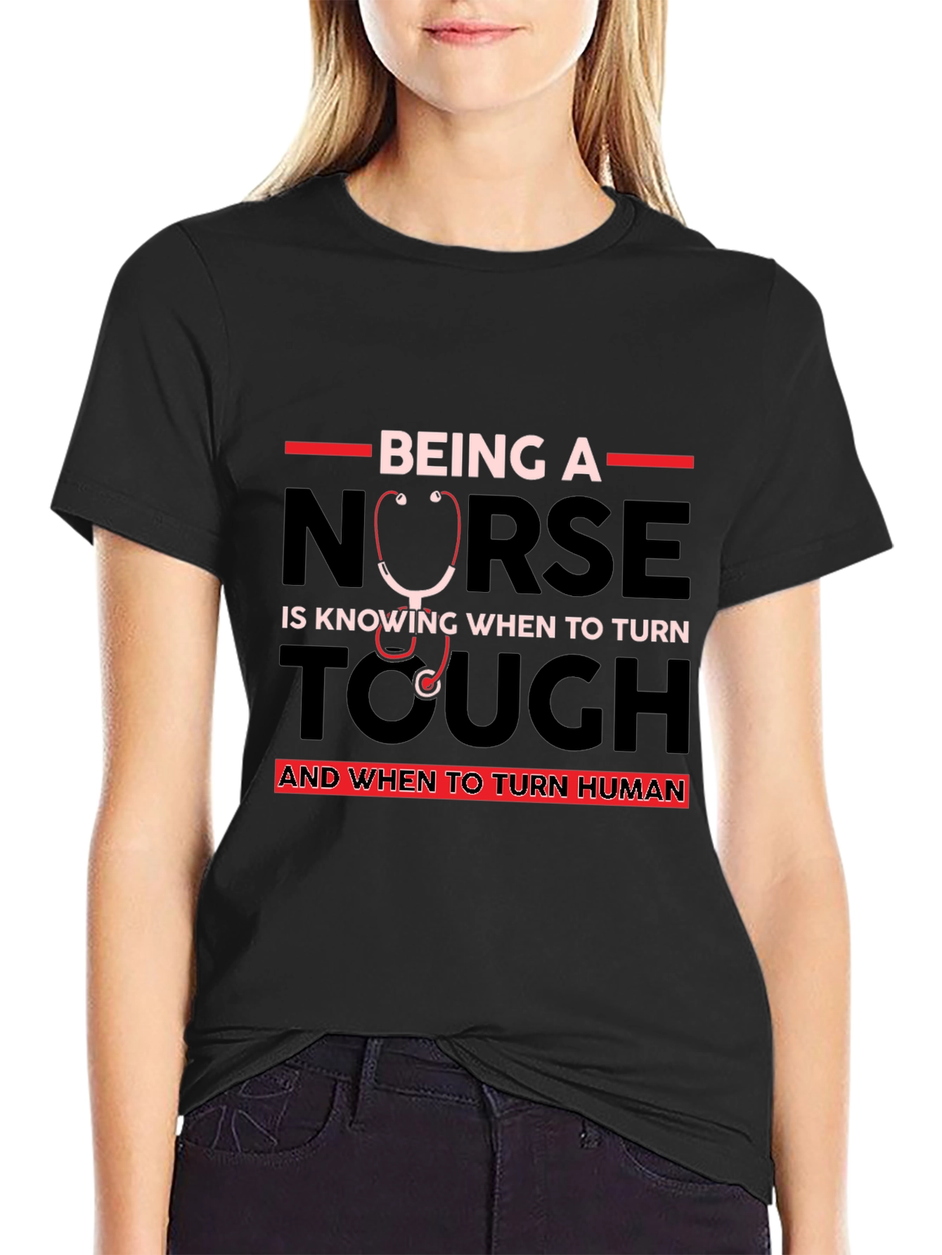 Nurse Tough and Human Black T-Shirt