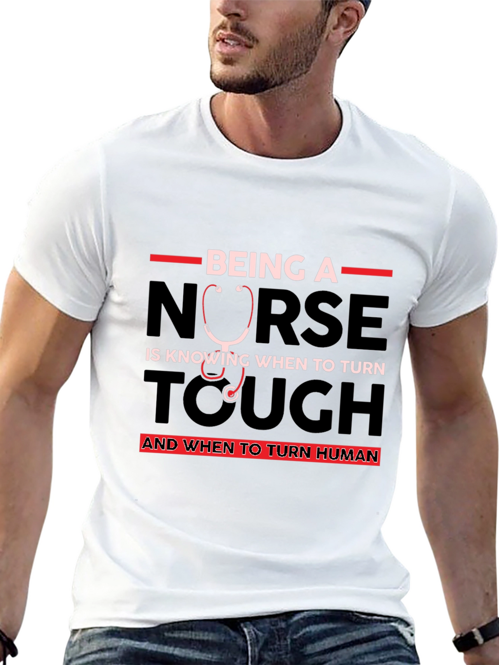 Nurse Tough and Human Black T-Shirt