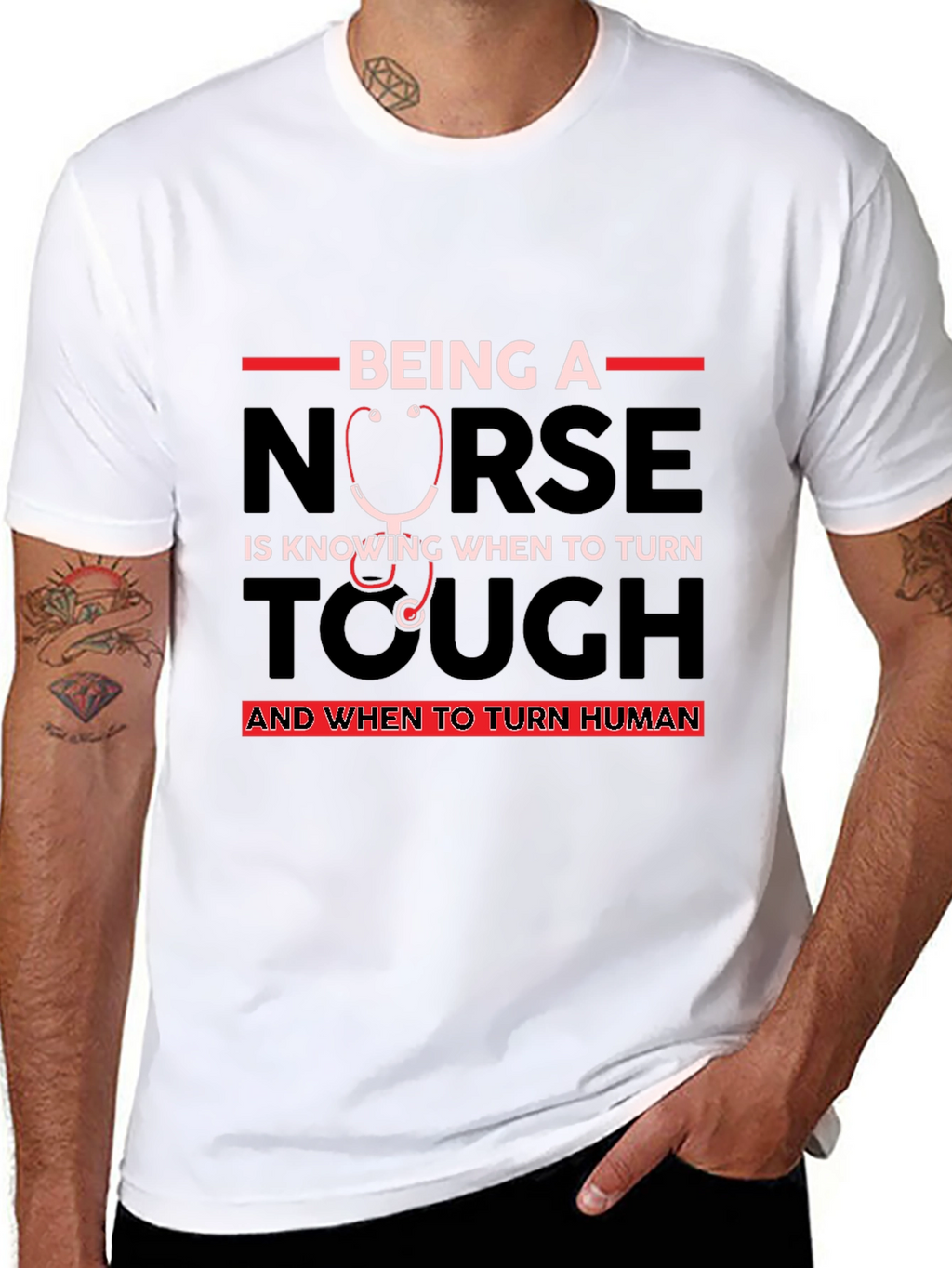 Nurse Tough and Human Black T-Shirt