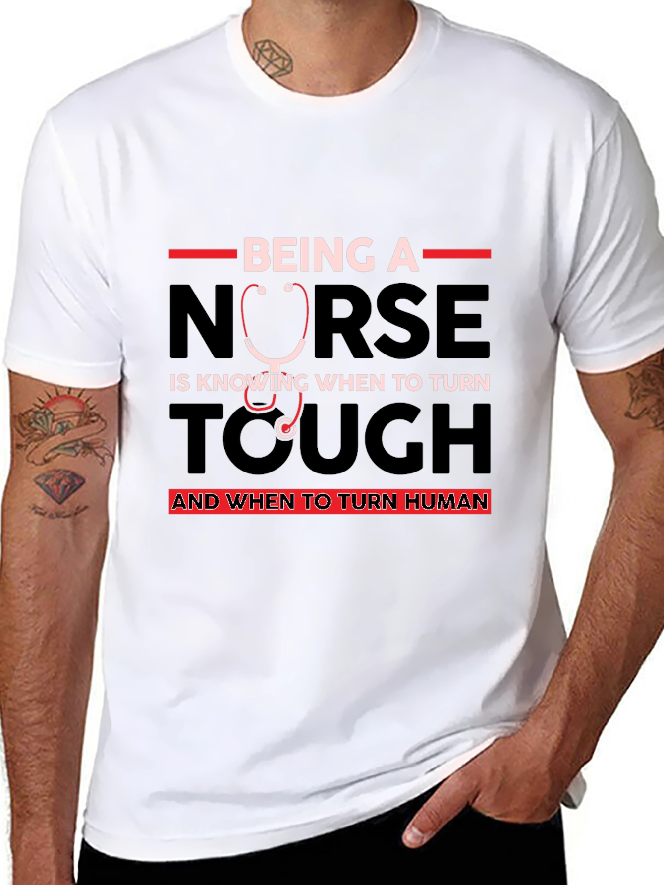 Nurse Tough and Human Black T-Shirt
