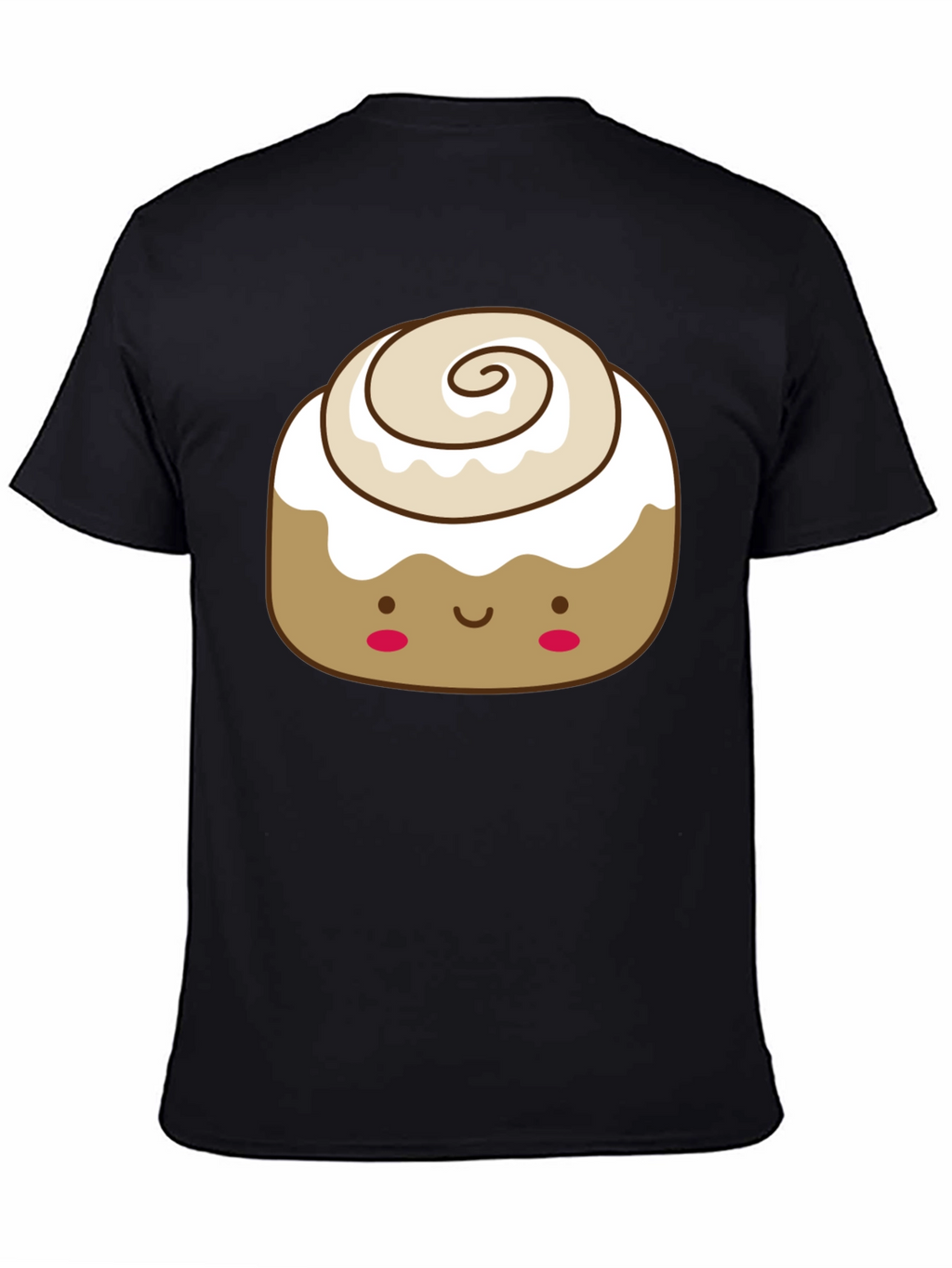 Cinnamon Roll Kawaii Graphic Tee - Black Cotton T-Shirt