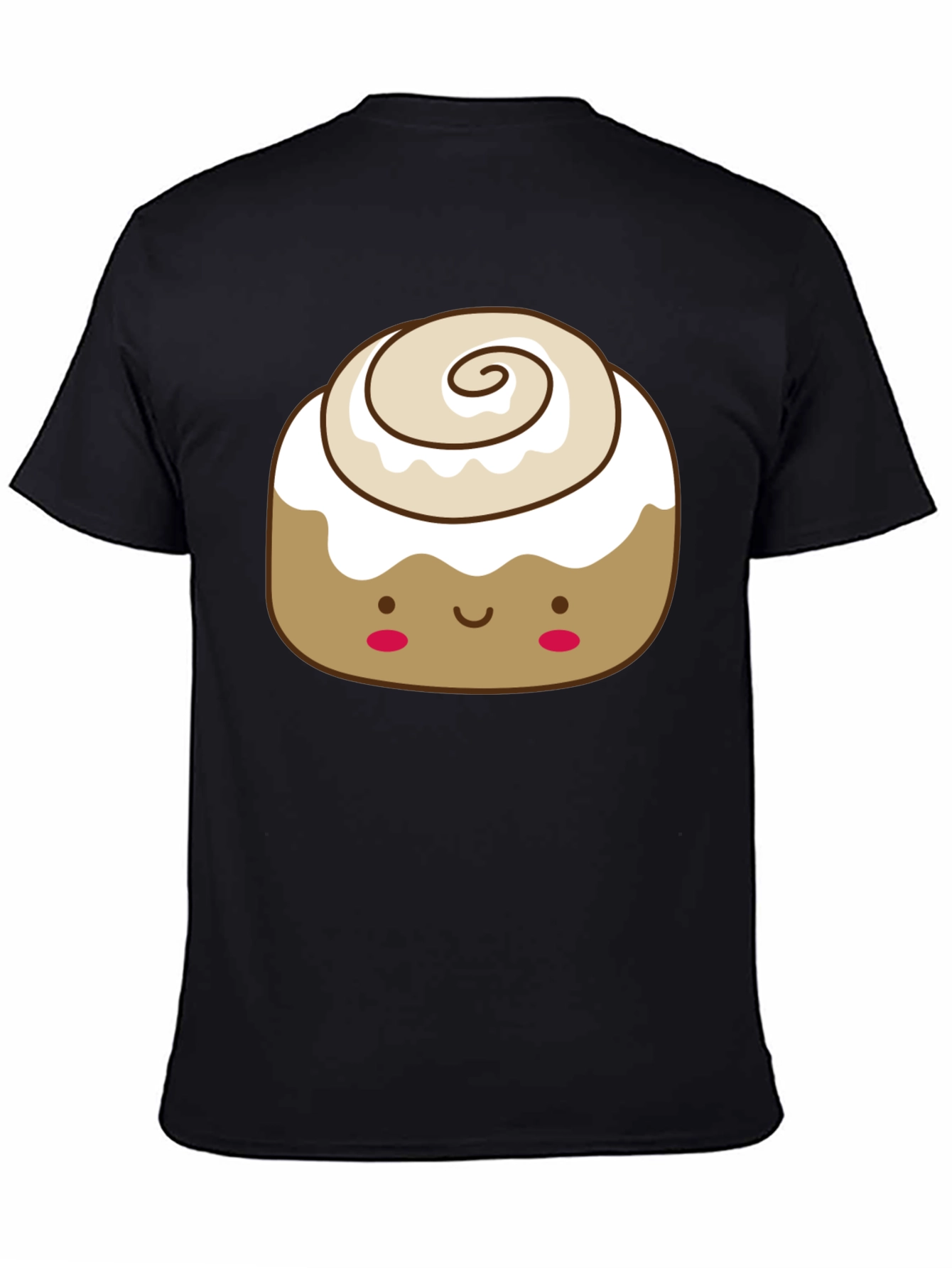 Cinnamon Roll Kawaii Graphic Tee - Black Cotton T-Shirt