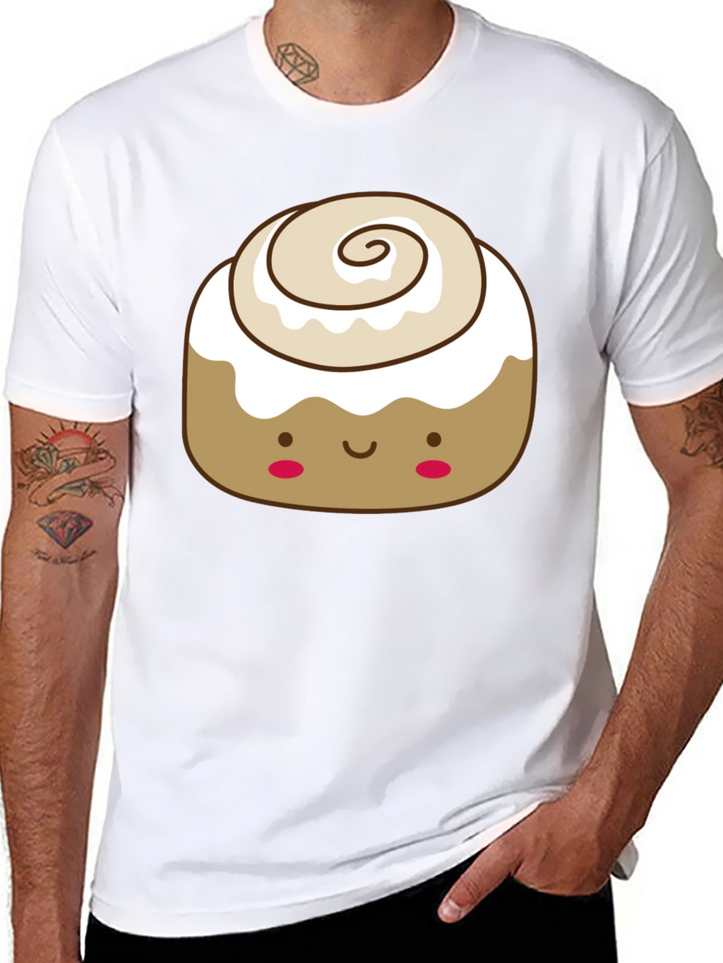 Cinnamon Roll Kawaii Graphic Tee - Black Cotton T-Shirt
