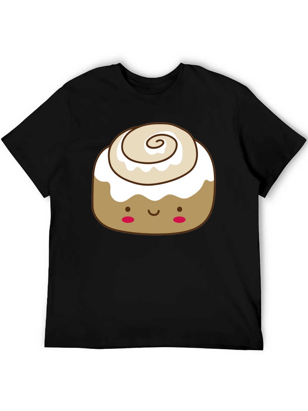 Cinnamon Roll Kawaii Graphic Tee - Black Cotton T-Shirt