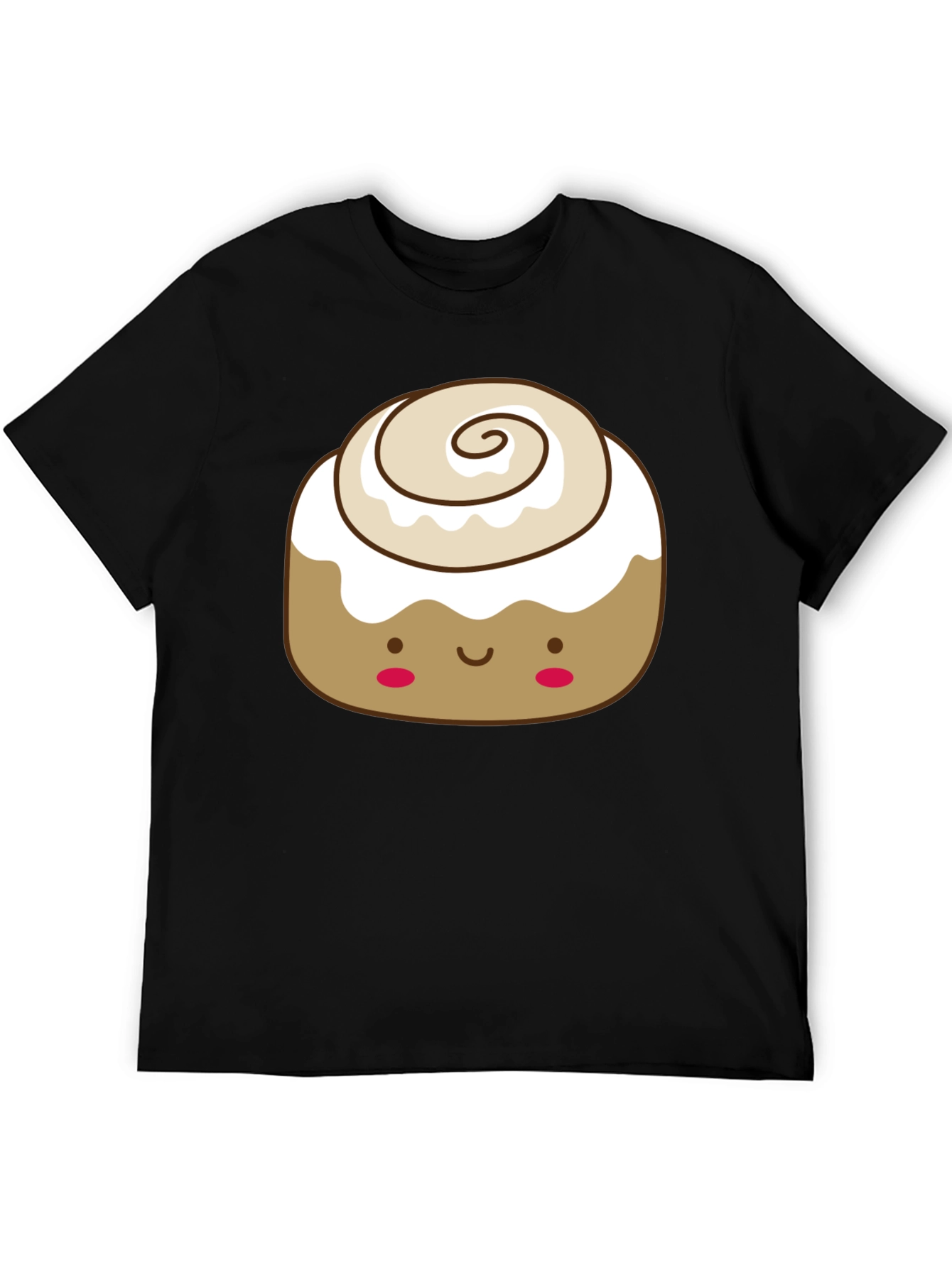 Cinnamon Roll Kawaii Graphic Tee - Black Cotton T-Shirt