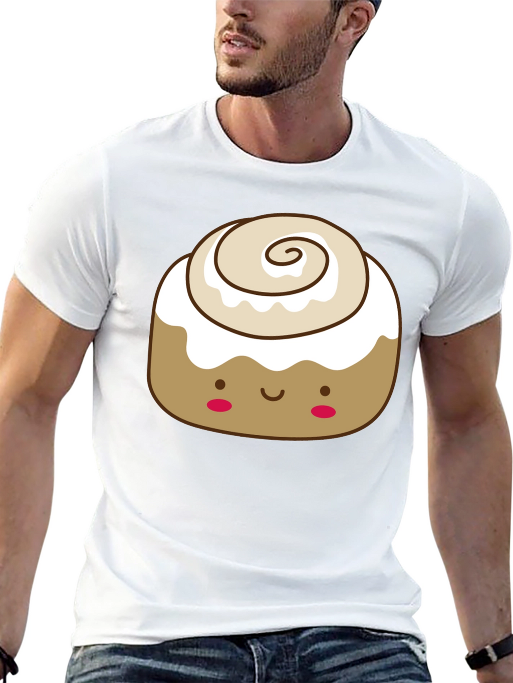 Cinnamon Roll Kawaii Graphic Tee - Black Cotton T-Shirt