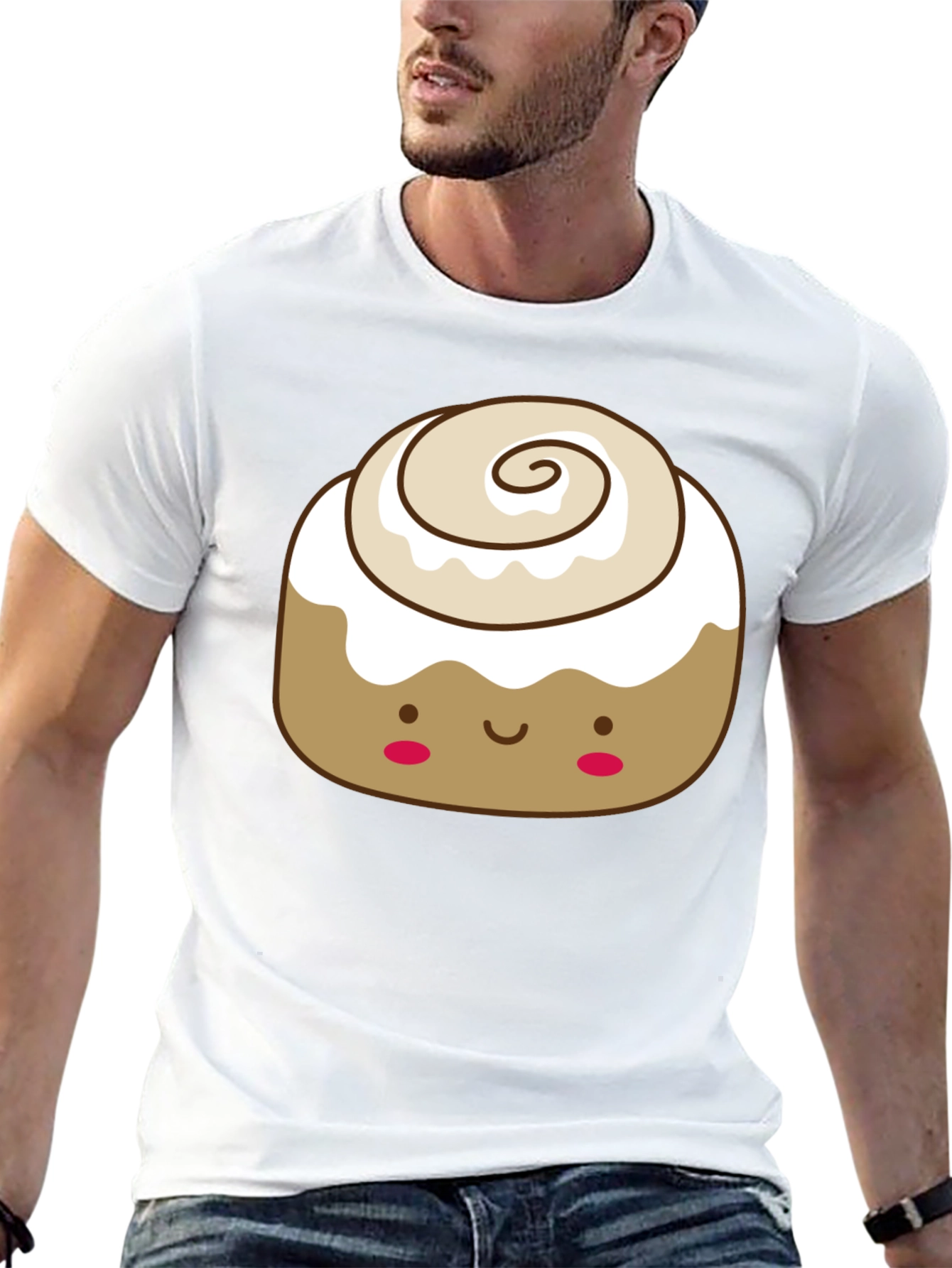 Cinnamon Roll Kawaii Graphic Tee - Black Cotton T-Shirt