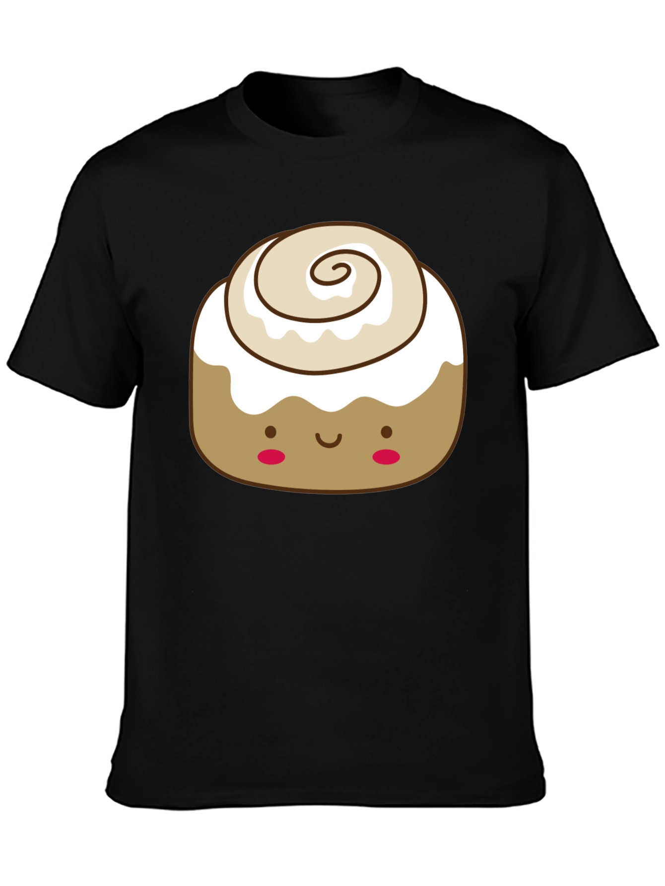 Cinnamon Roll Kawaii Graphic Tee - Black Cotton T-Shirt