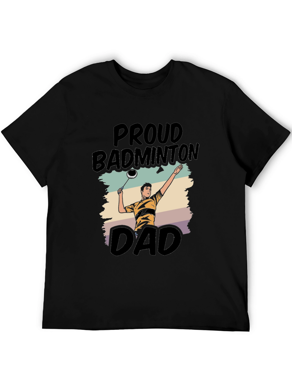 Proud Badminton Dad Graphic Tee - Black