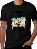Proud Badminton Dad Graphic Tee - Black