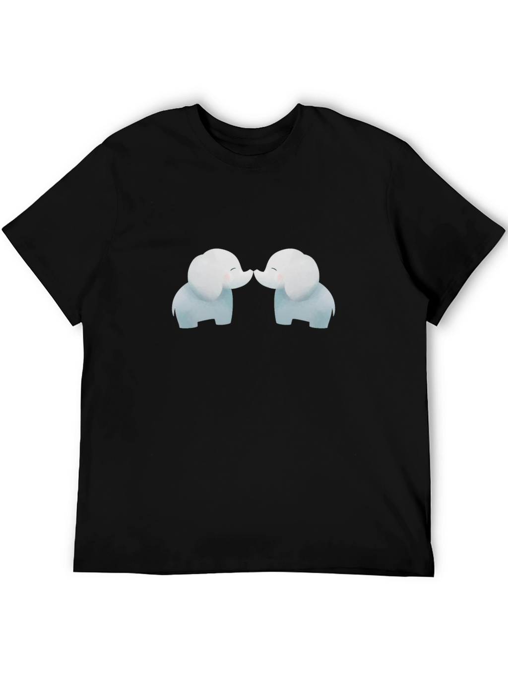 Cute Elephant Kiss Black T-Shirt
