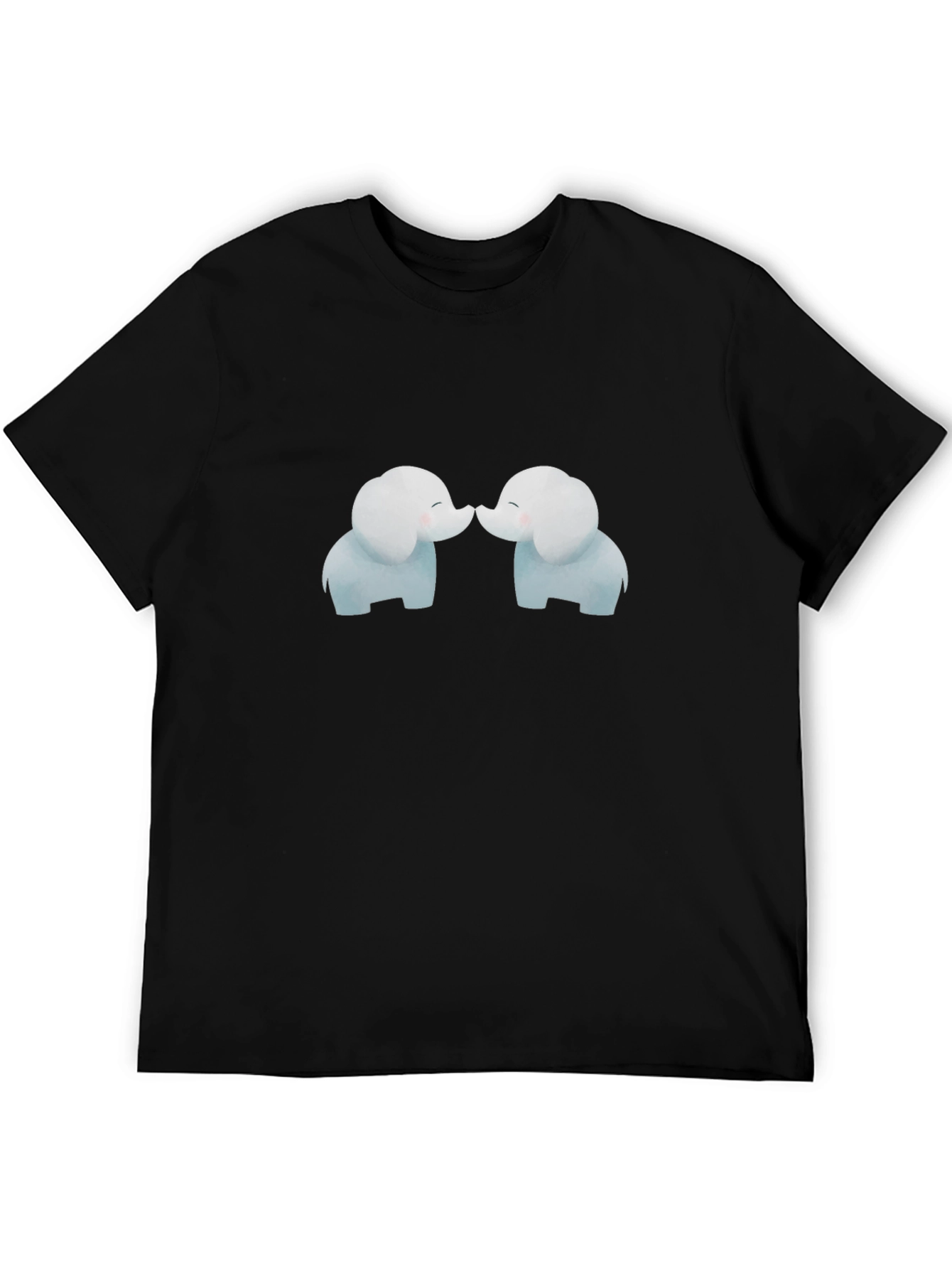 Cute Elephant Kiss Black T-Shirt