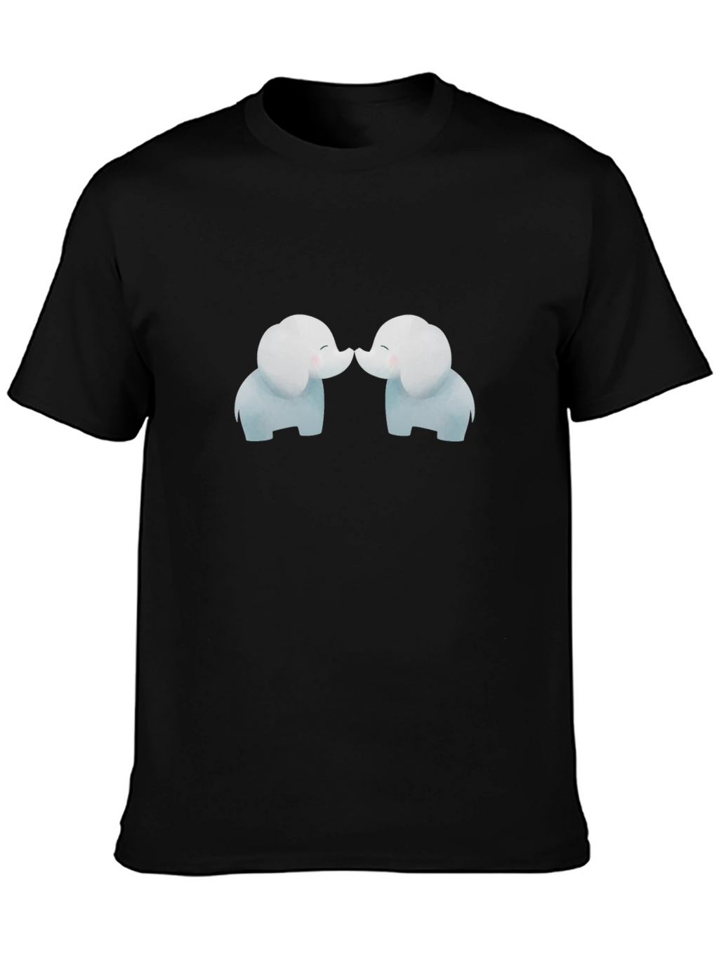 Cute Elephant Kiss Black T-Shirt