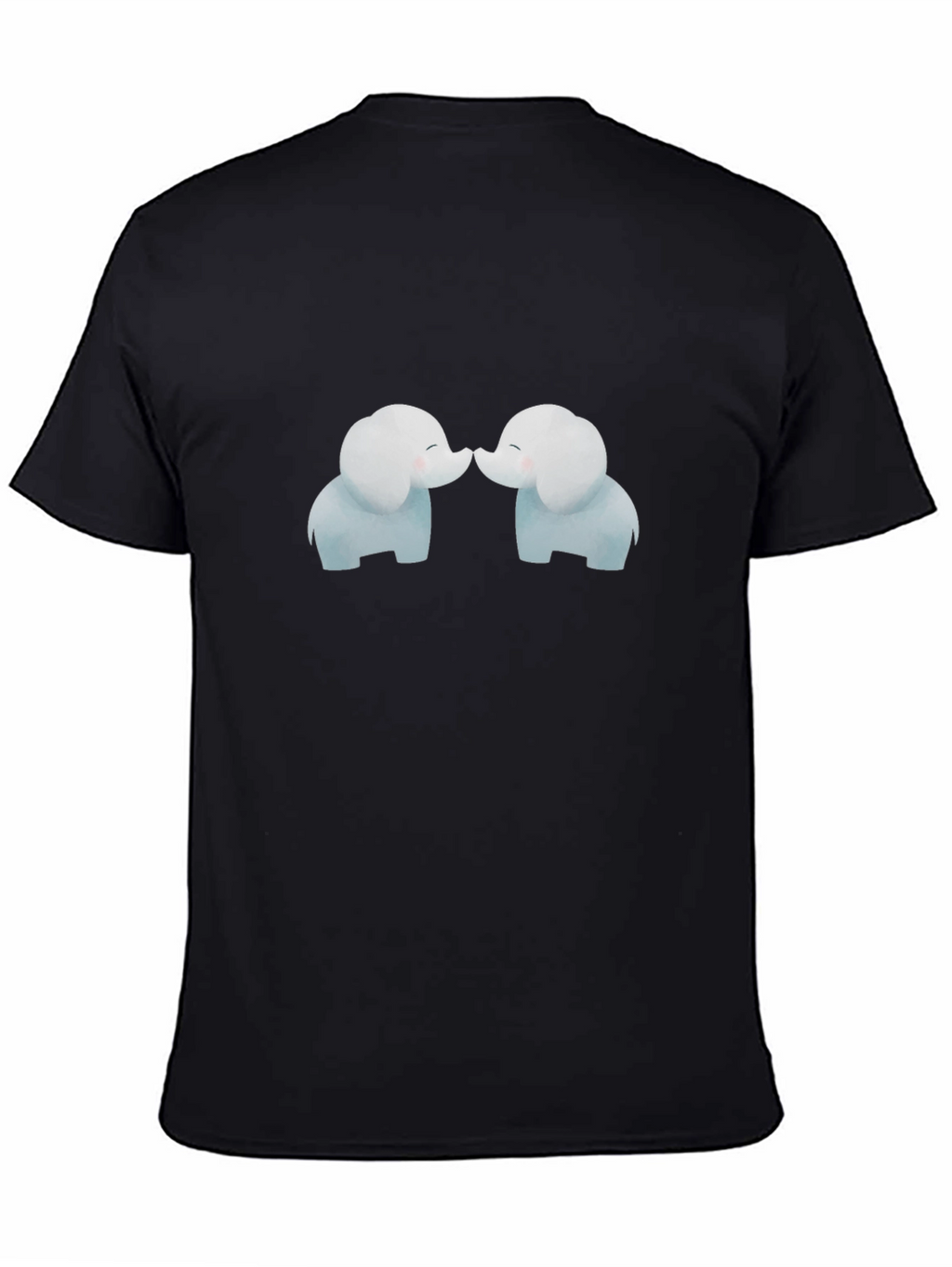 Cute Elephant Kiss Black T-Shirt