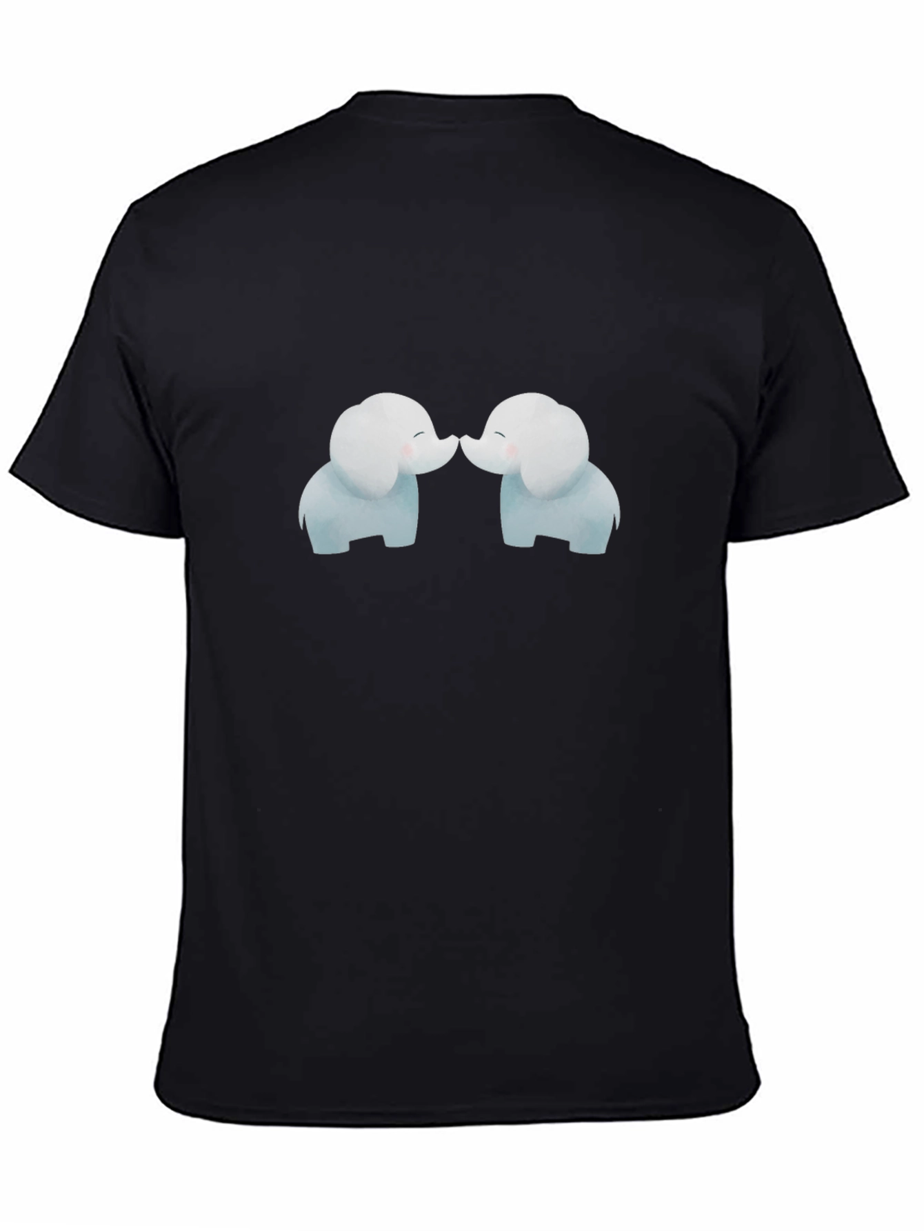 Cute Elephant Kiss Black T-Shirt