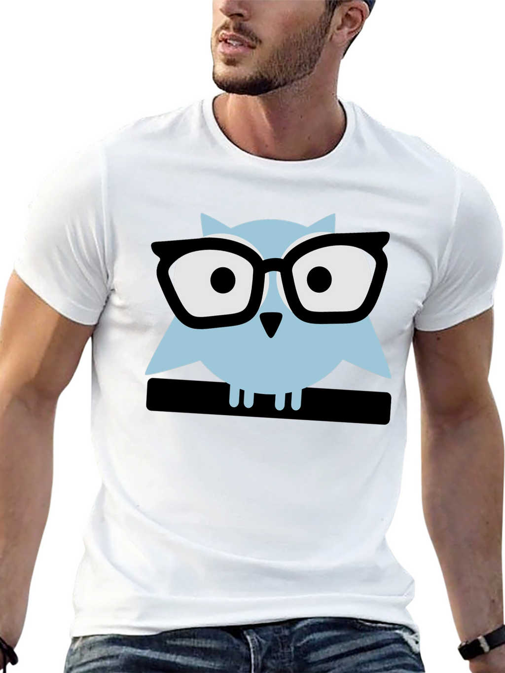 Geek Chic Owl Graphic Tee - Black Cotton