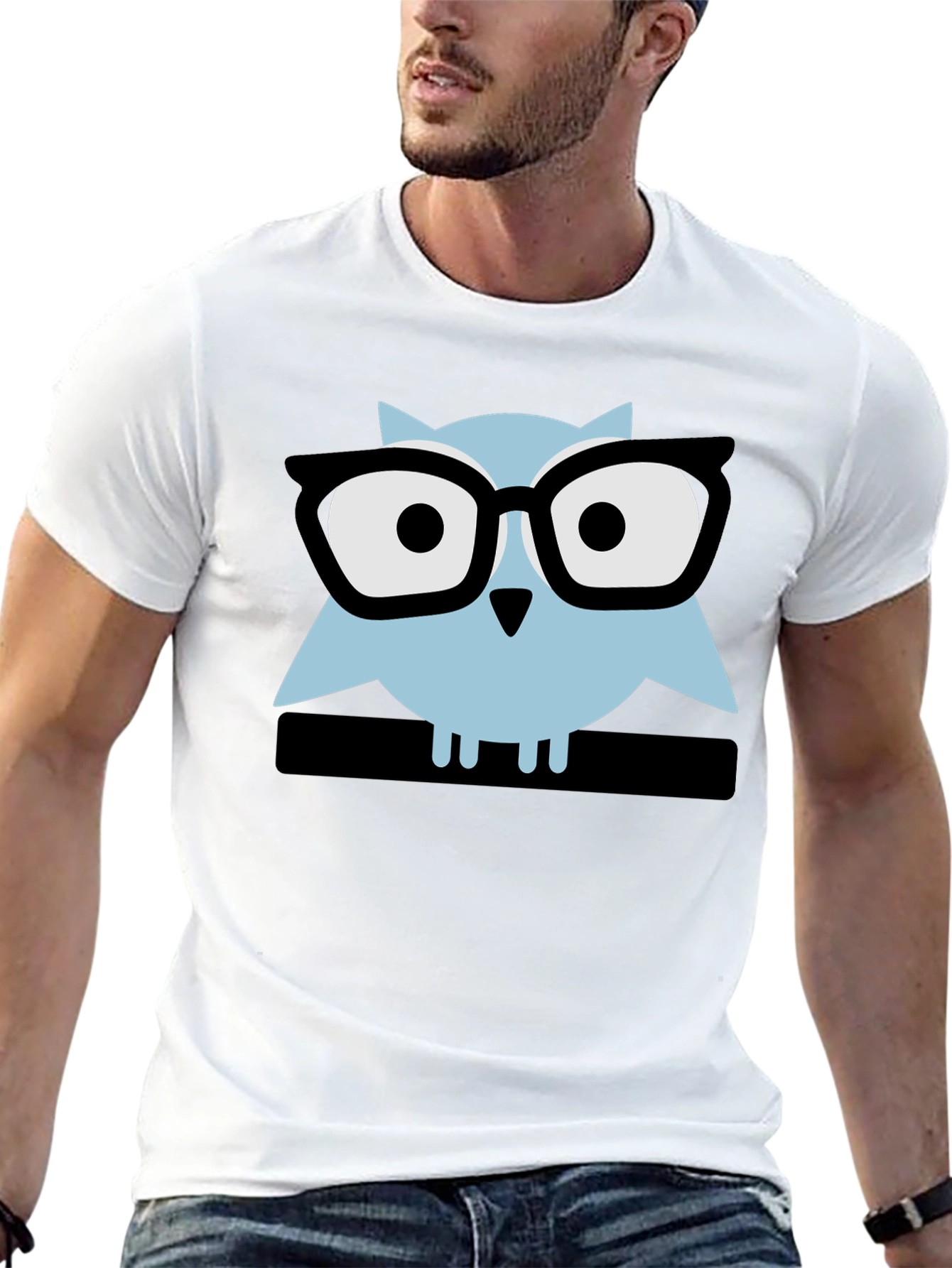 Geek Chic Owl Graphic Tee - Black Cotton
