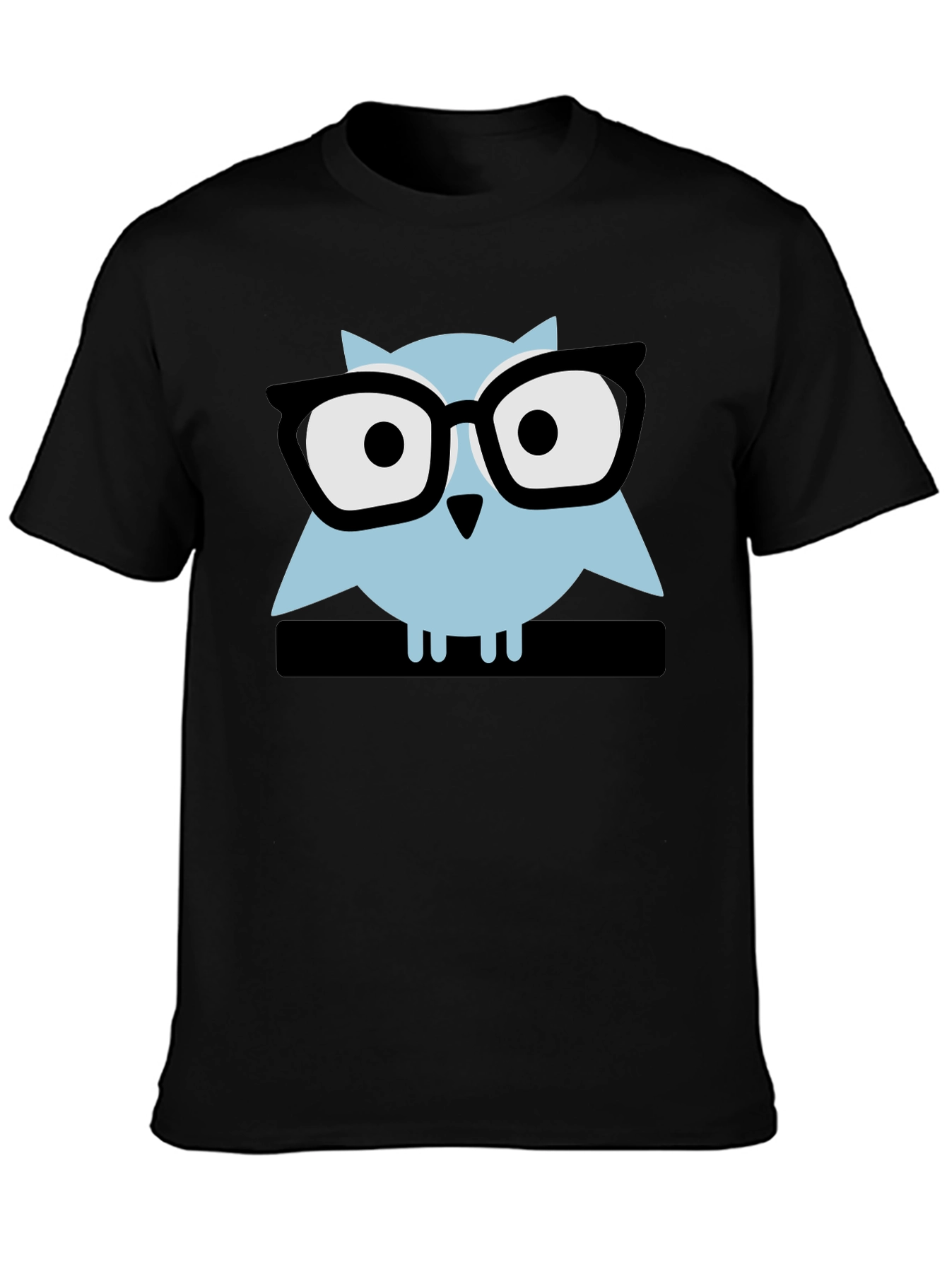 Geek Chic Owl Graphic Tee - Black Cotton