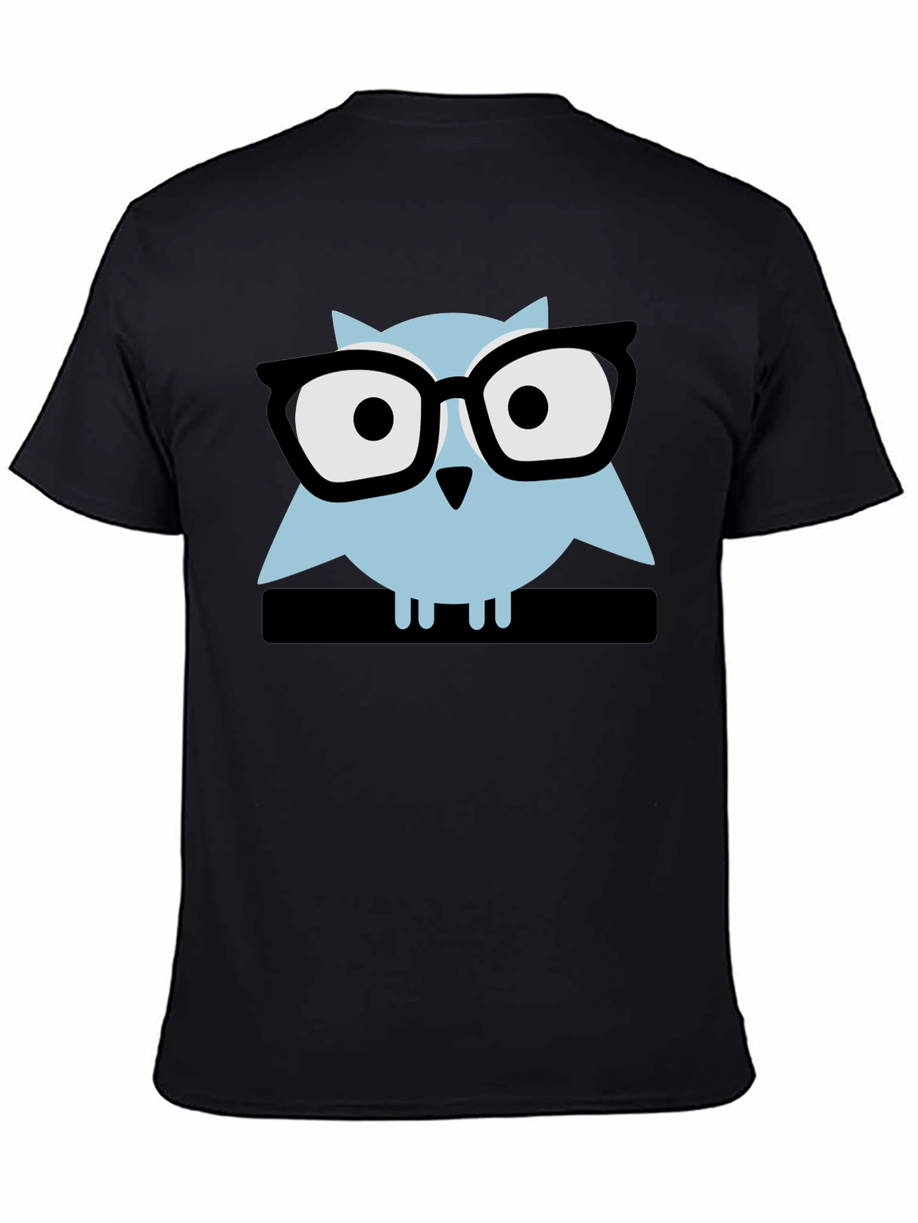Geek Chic Owl Graphic Tee - Black Cotton