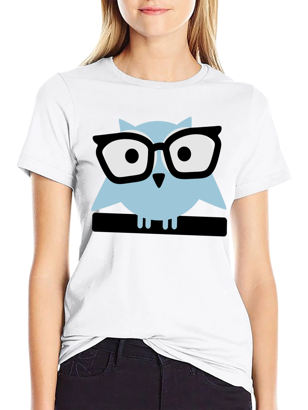 Geek Chic Owl Graphic Tee - Black Cotton