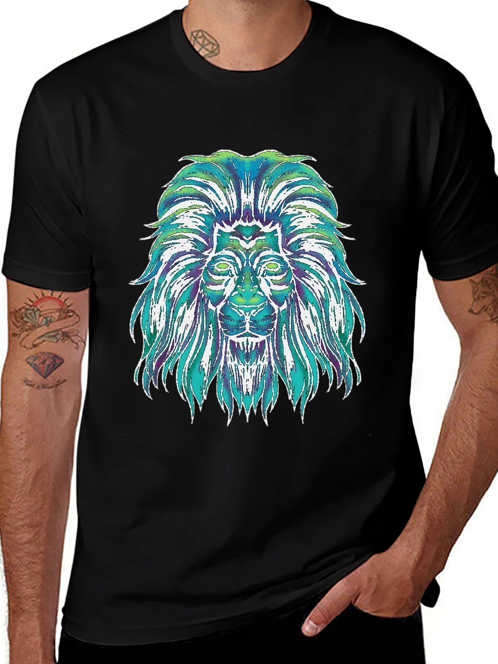 Lion Graphic Tee - Mens Black T-Shirt