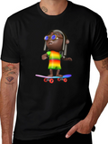 Cool 3D Cartoon Character On Skateboard Graphic Tee
