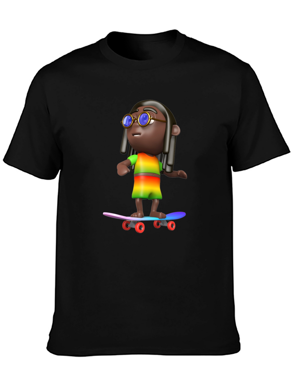 Cool 3D Cartoon Character On Skateboard Graphic Tee
