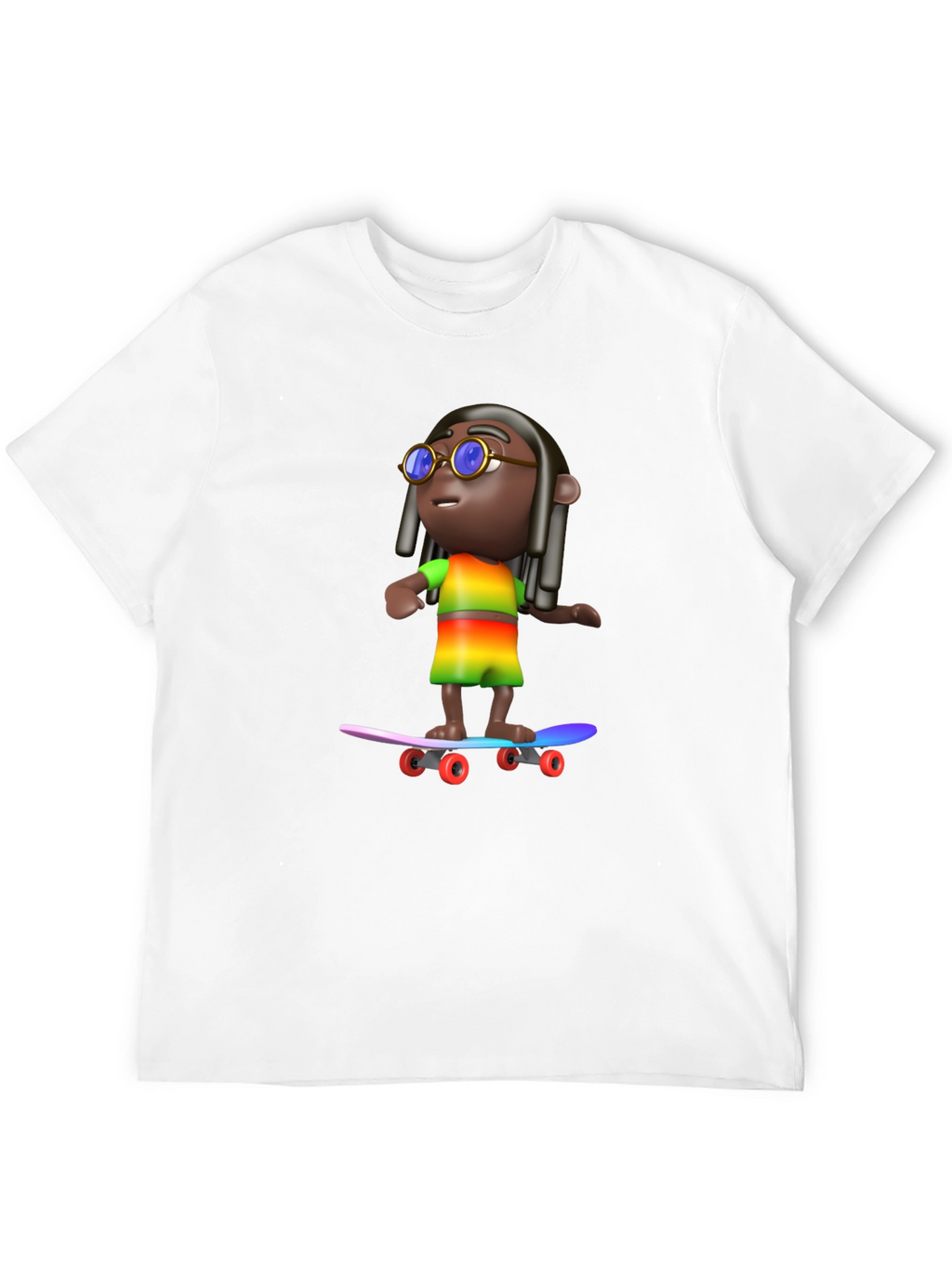 Cool 3D Cartoon Character On Skateboard Graphic Tee