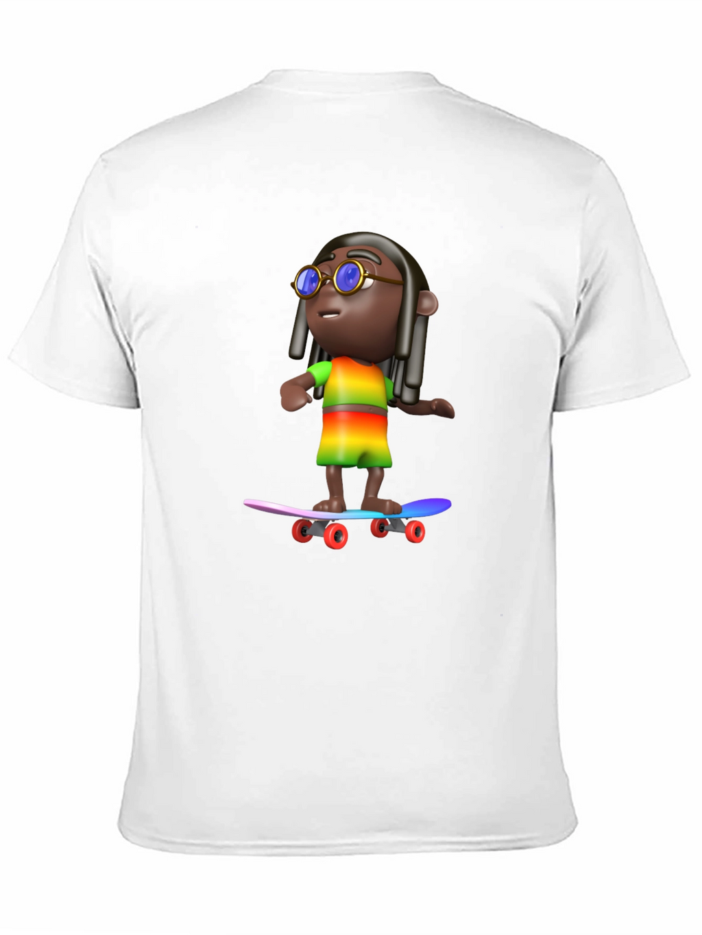Cool 3D Cartoon Character On Skateboard Graphic Tee