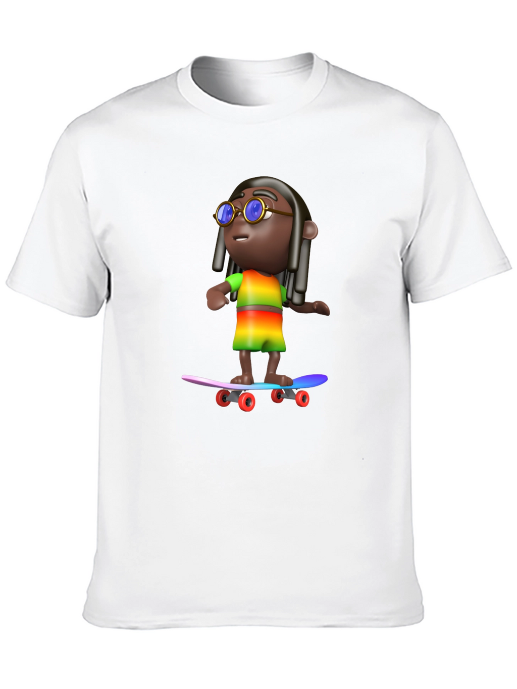 Cool 3D Cartoon Character On Skateboard Graphic Tee