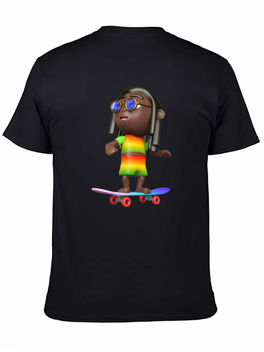Cool 3D Cartoon Character On Skateboard Graphic Tee