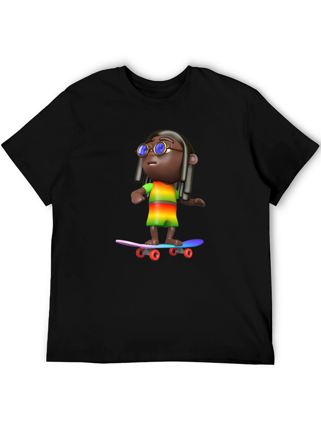 Cool 3D Cartoon Character On Skateboard Graphic Tee