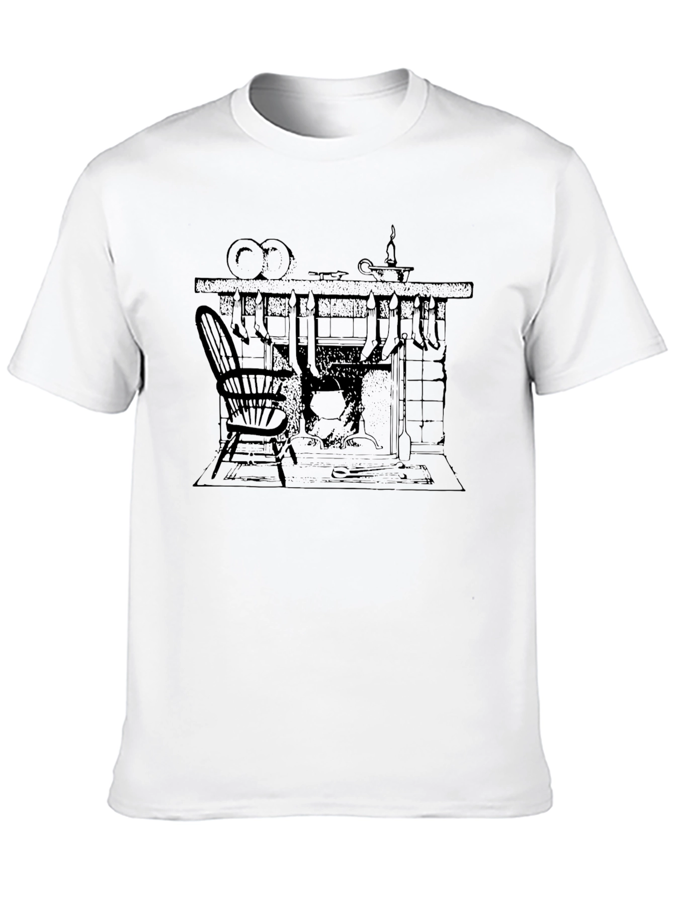 Black Graphic Tee - Fireplace Scene