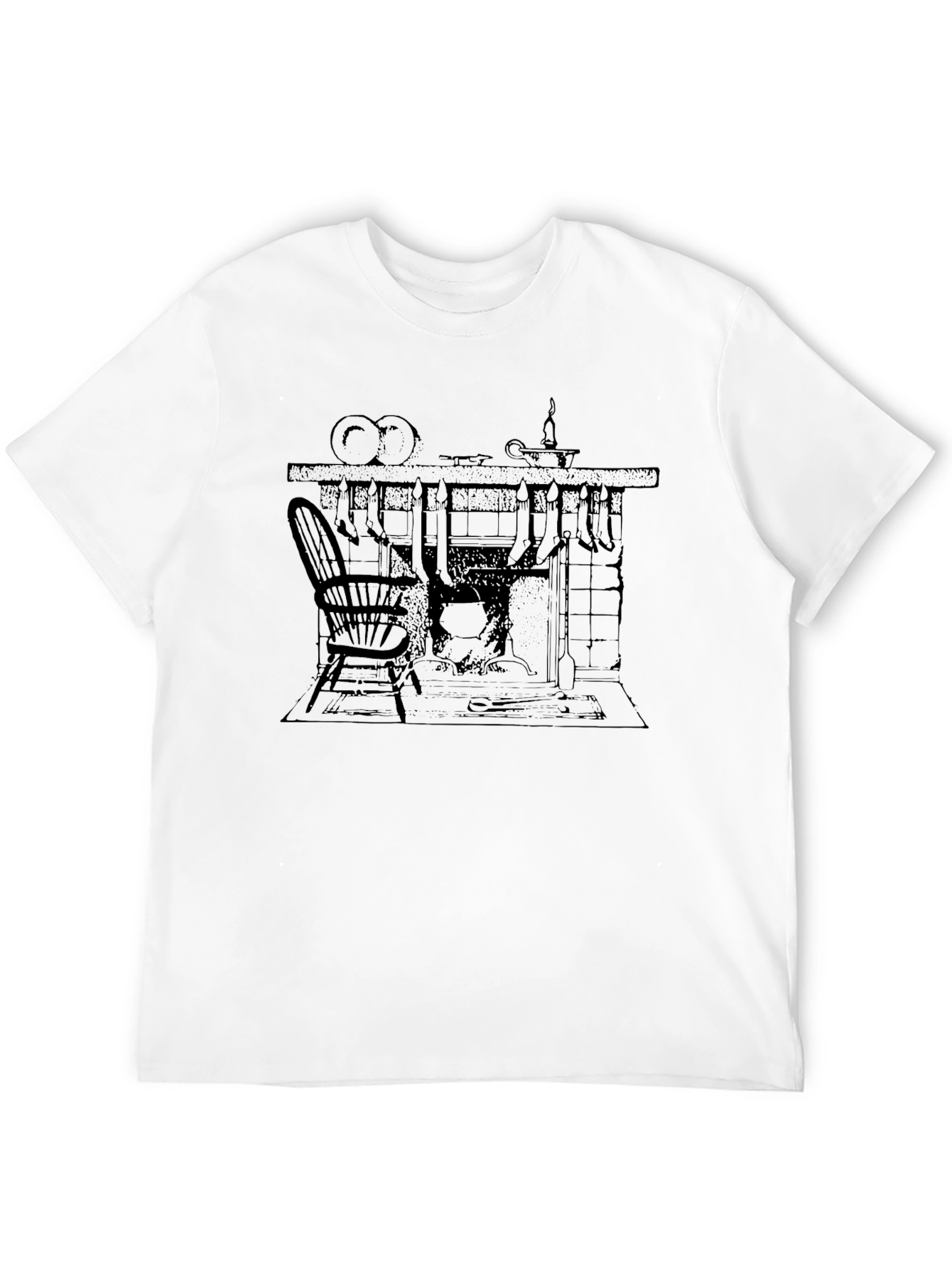 Black Graphic Tee - Fireplace Scene