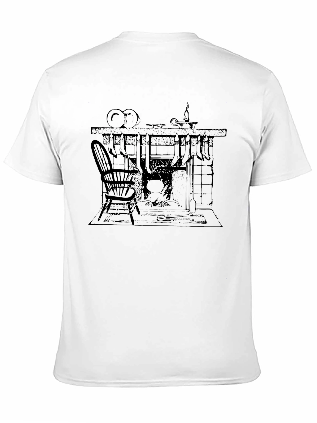 Black Graphic Tee - Fireplace Scene