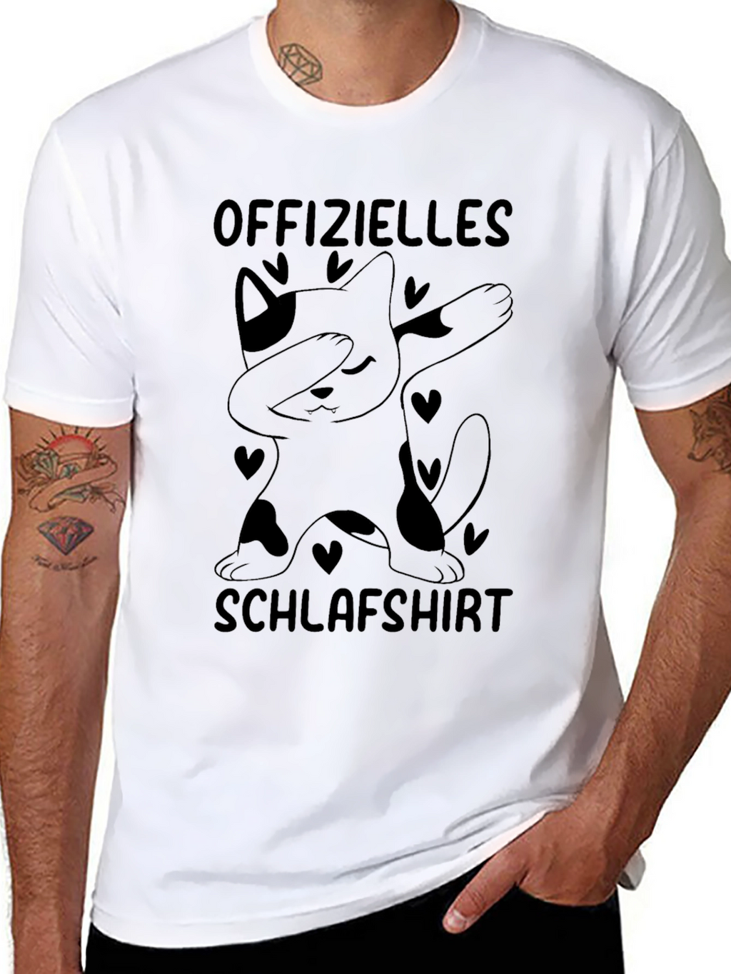 Funny Cat Dabbing T-Shirt - Schlafshirt