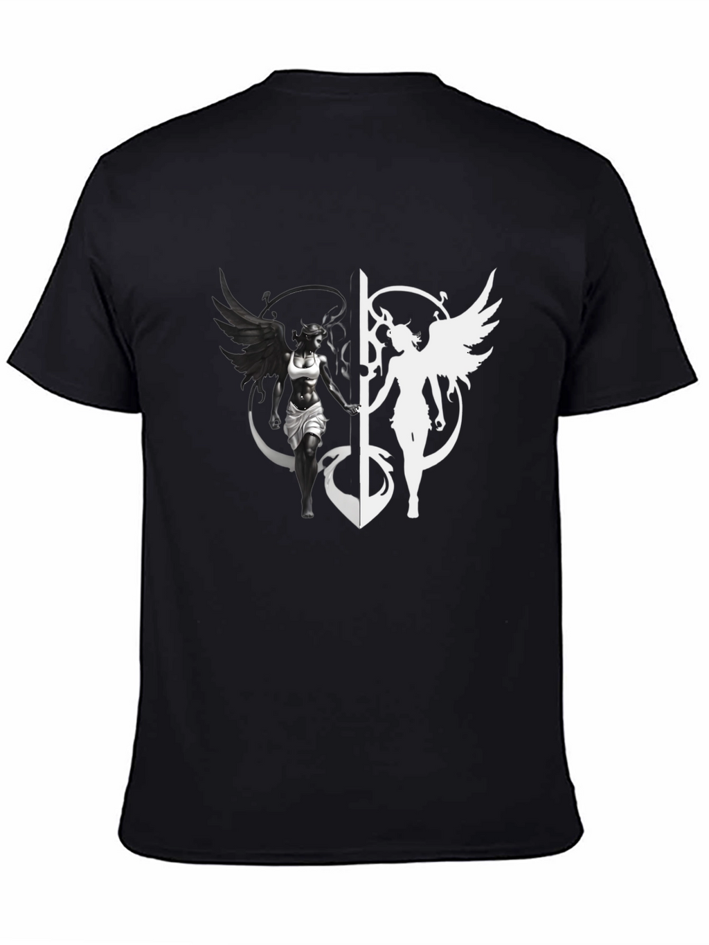 Yin Yang Angel & Demon Graphic T-Shirt