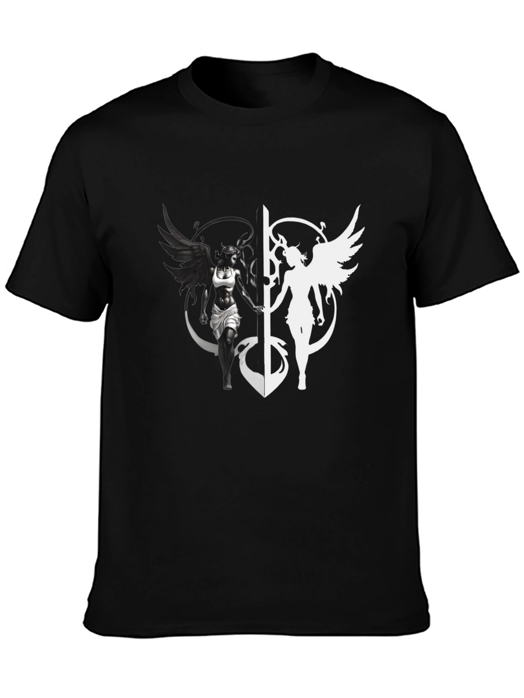 Yin Yang Angel & Demon Graphic T-Shirt