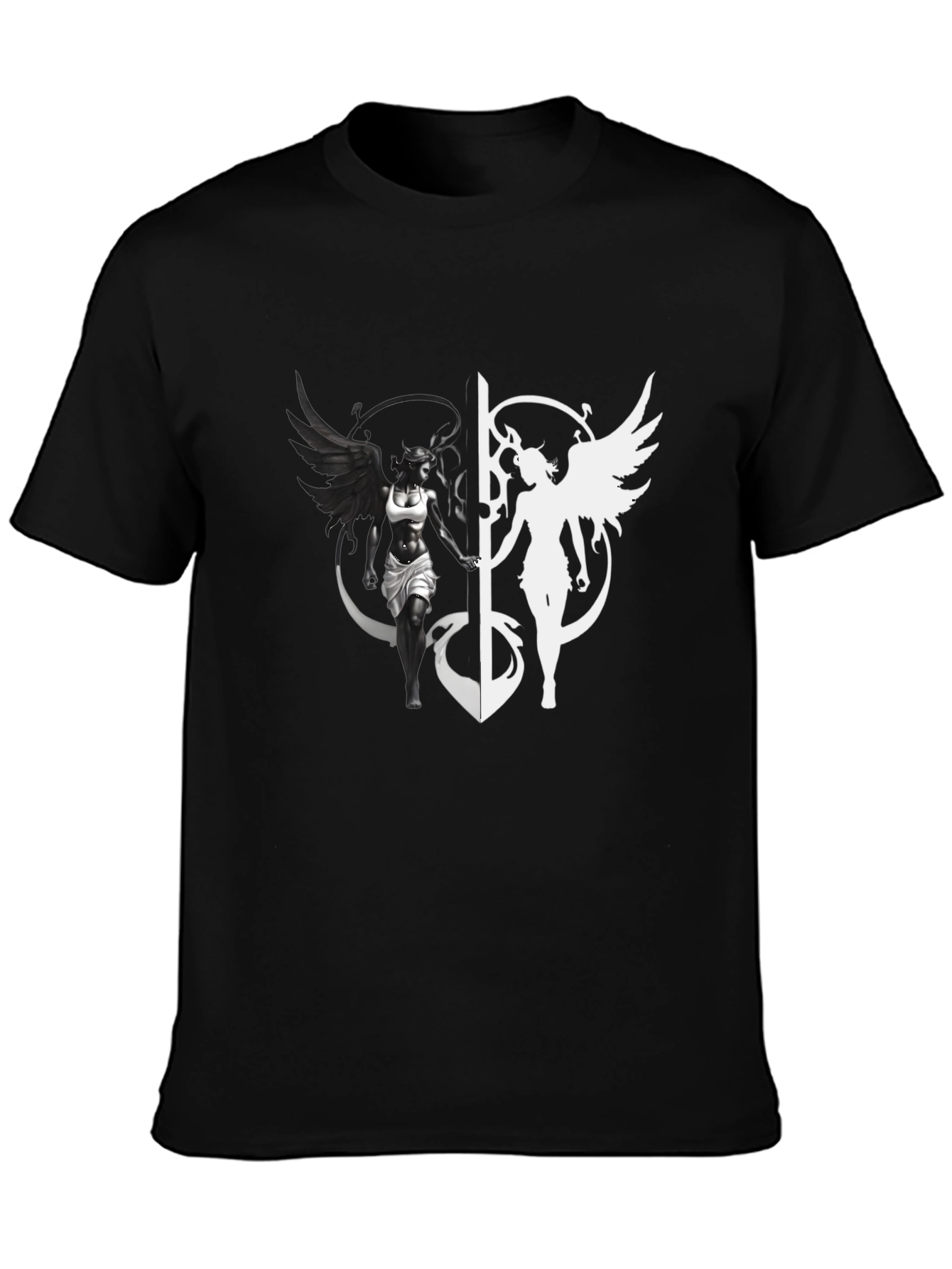 Yin Yang Angel & Demon Graphic T-Shirt