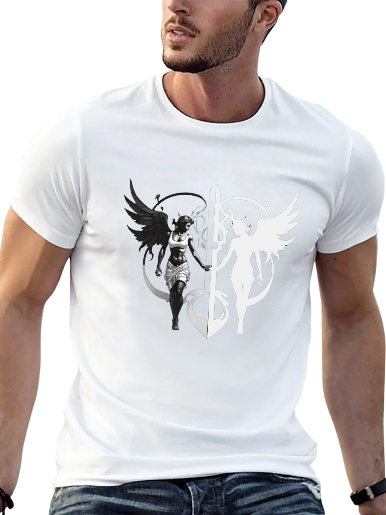 Yin Yang Angel & Demon Graphic T-Shirt