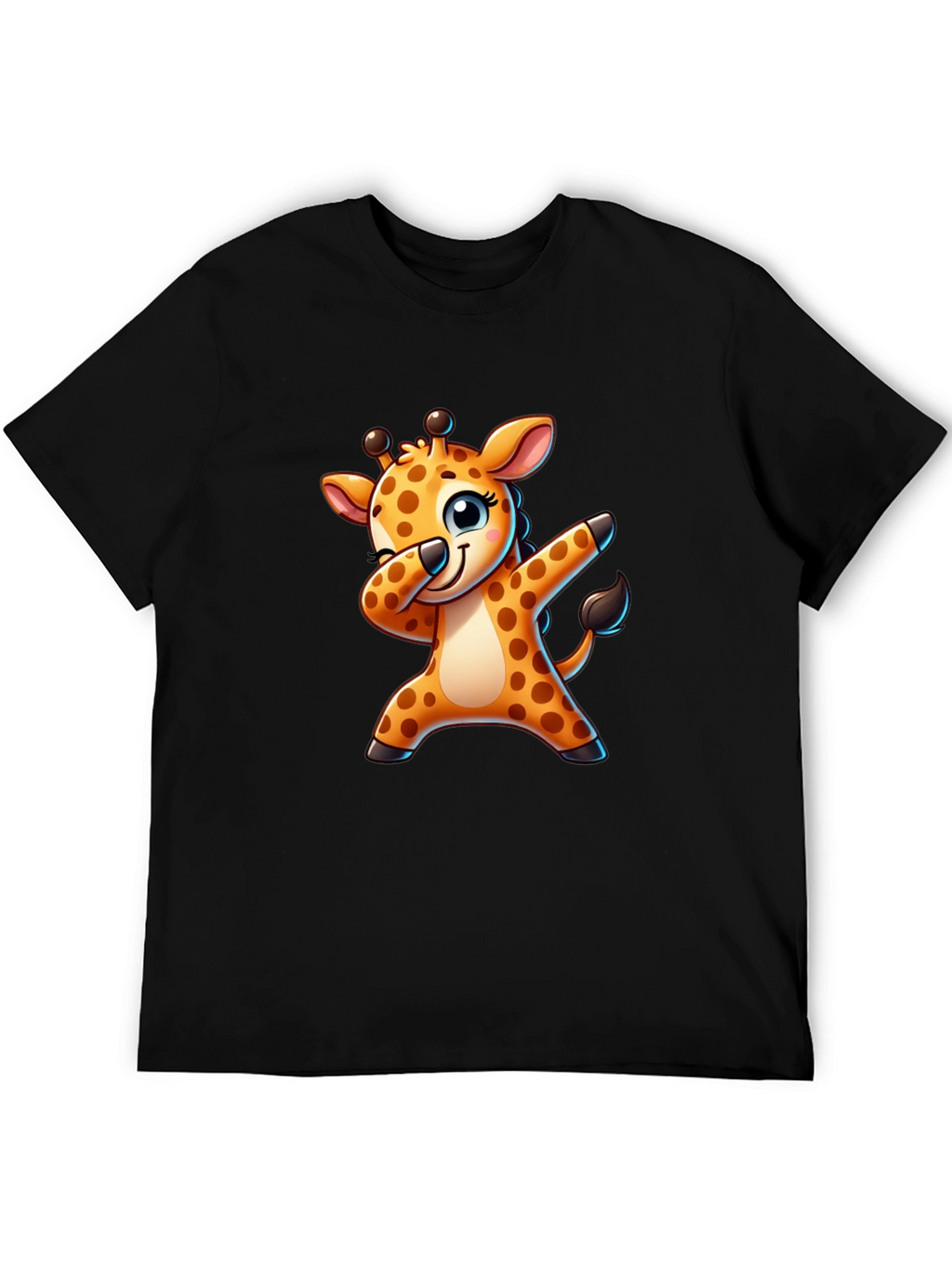 Dabbing Giraffe Black T-Shirt - Fun Cartoon Tee